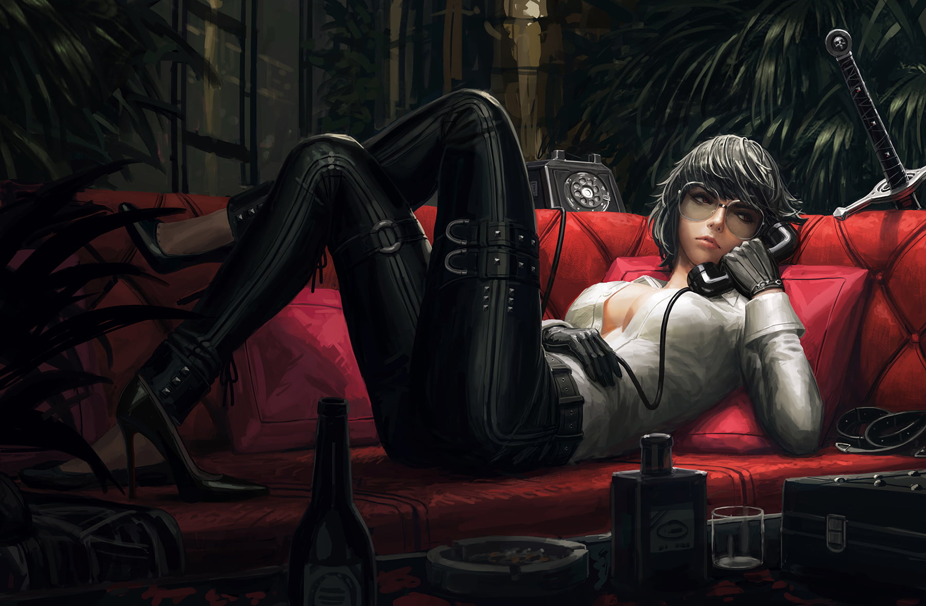 telephone, Bad guys, digital art, 720P, GUWEIZ, women, HD Wallpaper