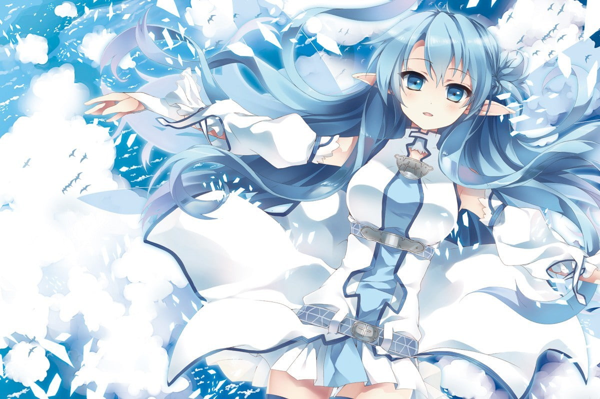blue hair, long hair, fantasy art, Sword Art Online, 480P, detached sleeves, anime, Yuuki Asuna, blue eyes, anime girls, HD Wallpaper