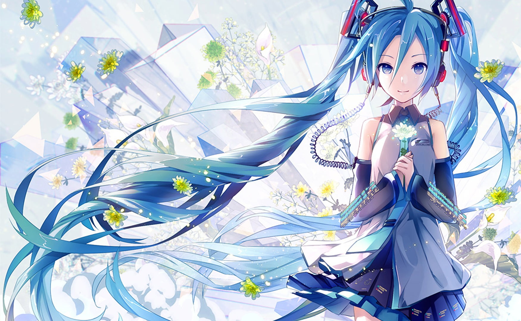 portrait, front view, anime, Vocaloid, leisure activity, blue hair, females, long hair, looking at camera, young adult, beautiful woman, anime girls, miniskirt, HD Wallpaper