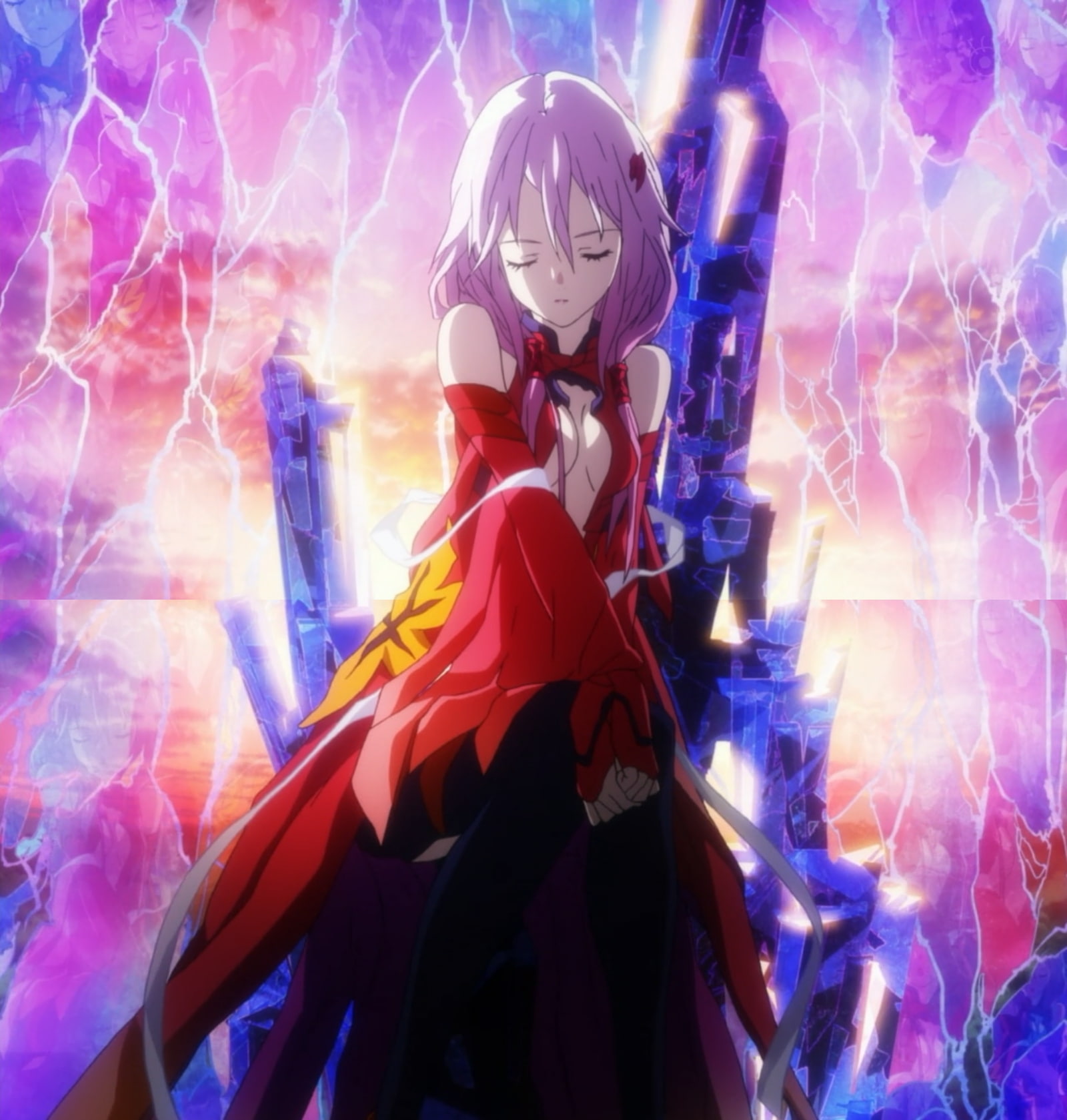 detached, pink hair, detached sleeves, sleeves, guilty, yuzuriha inori, hair, art, inori, hd, people, crown, 720P, Guilty Crown, yuzuriha, pink, Phone HD Wallpaper