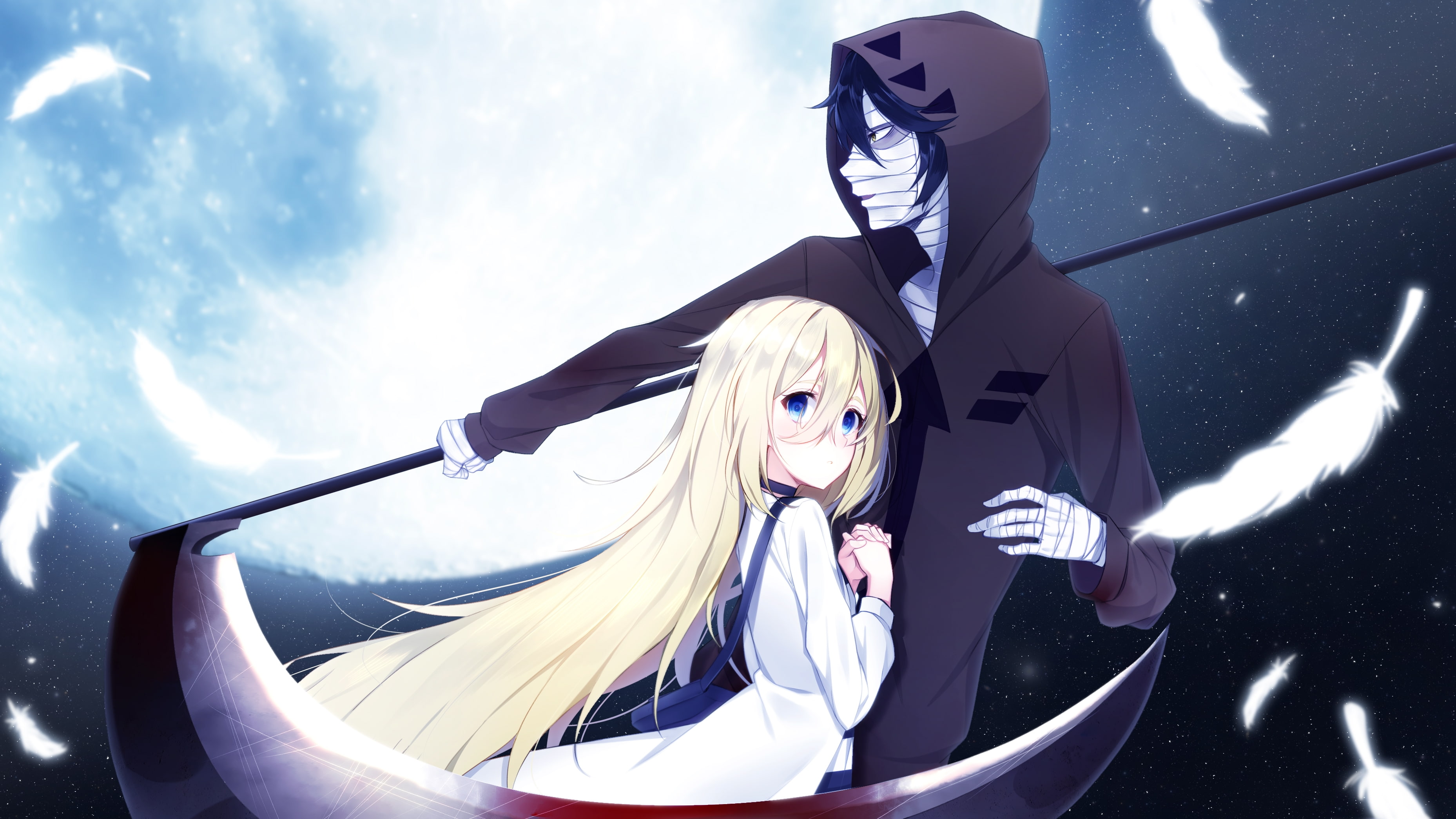 gardnel rachel, lifestyles, female likeness, outdoors, sky, adult, Anime, creativity, real people, women, scythe, people, bandages, festival, day, representation, HD Wallpaper