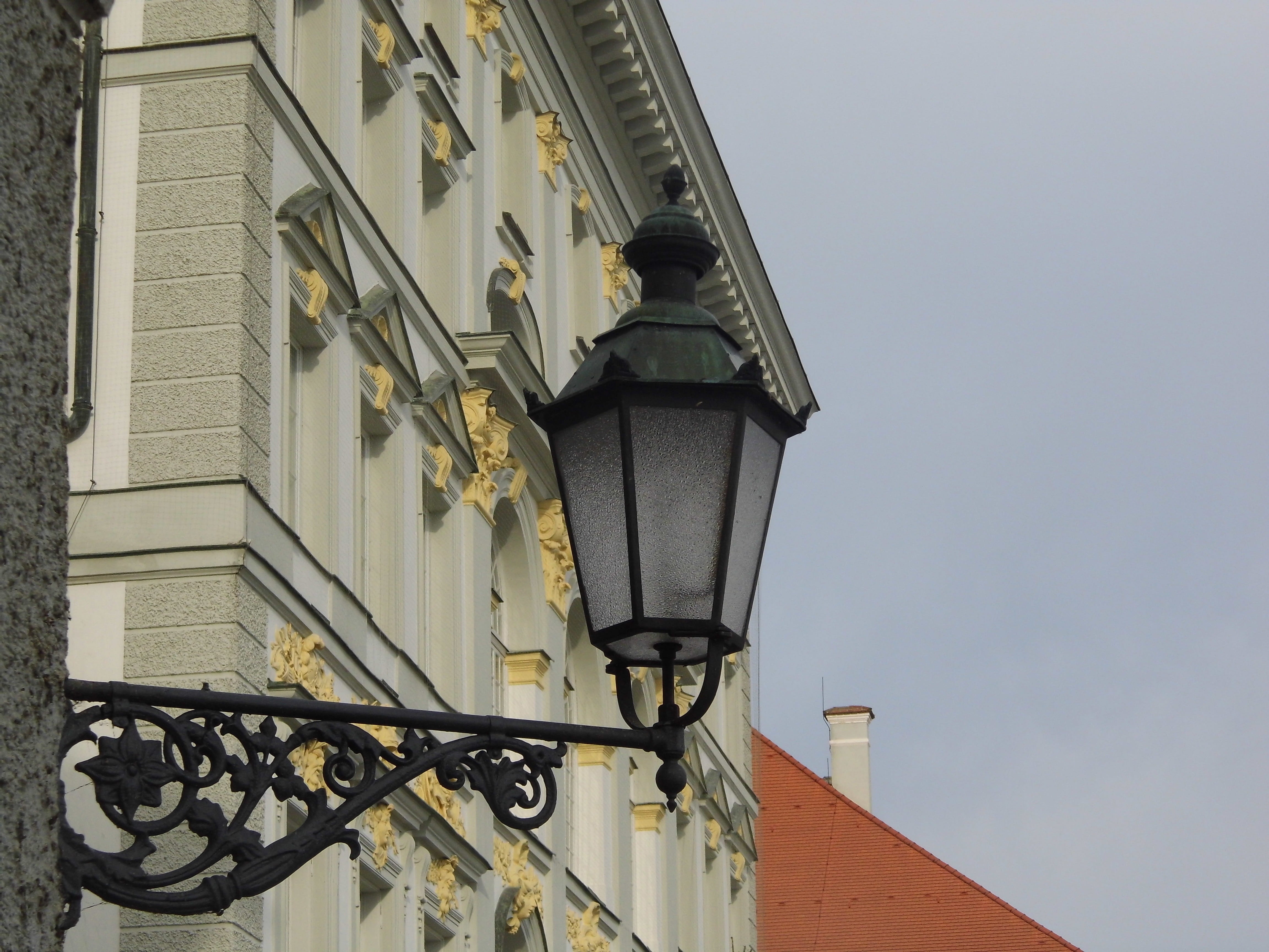 low angle view, sky, gas light, germany, building, clear sky, wall - building feature, bavaria, no people, electric lamp, high section, ornate, outdoors, HD Wallpaper