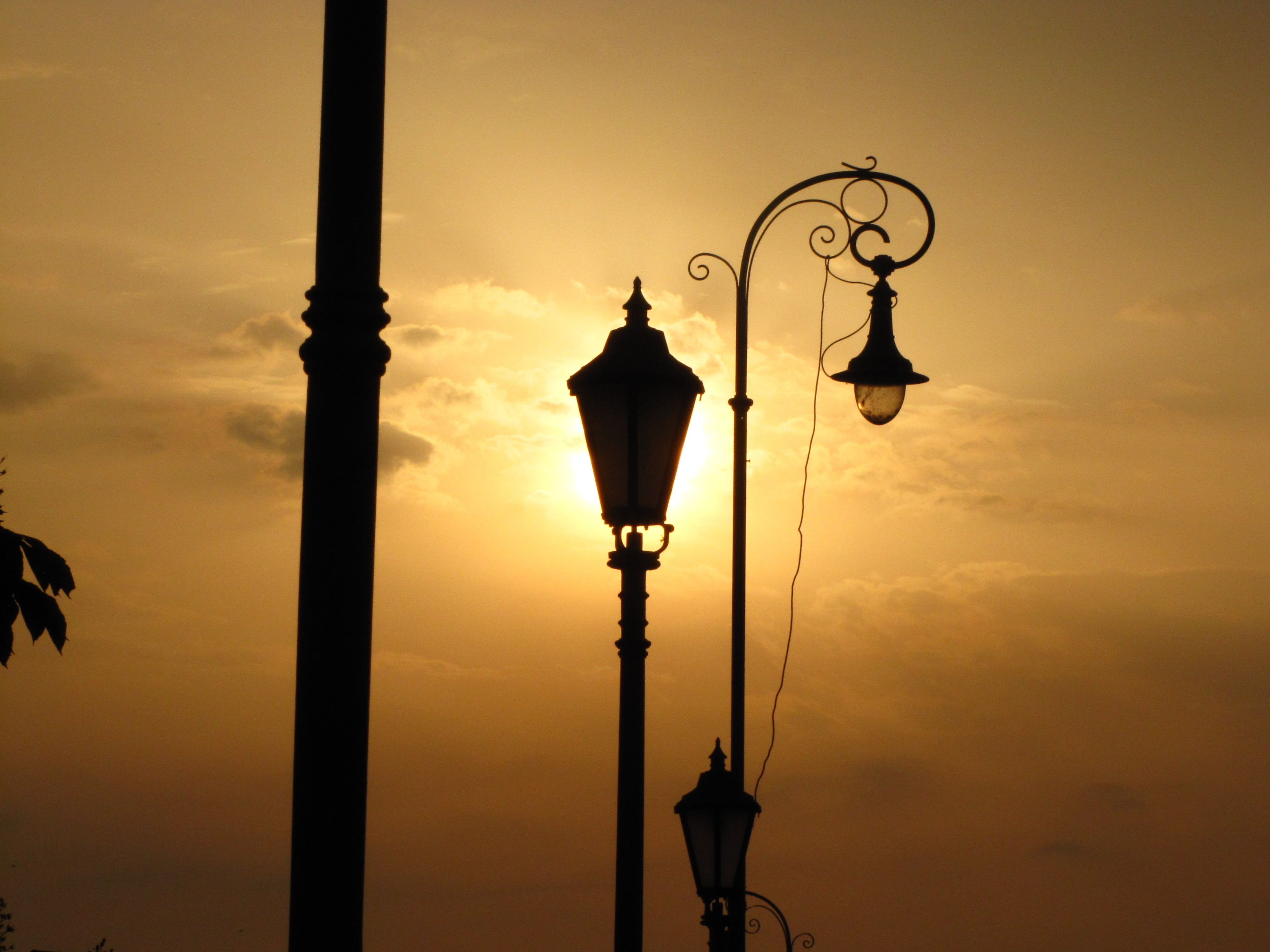 street Light, cloud - sky, sunset, illuminated, no people, lamp, sunlight, lighting Equipment, built structure, beauty in nature, sky, clouds, gas light, HD Wallpaper