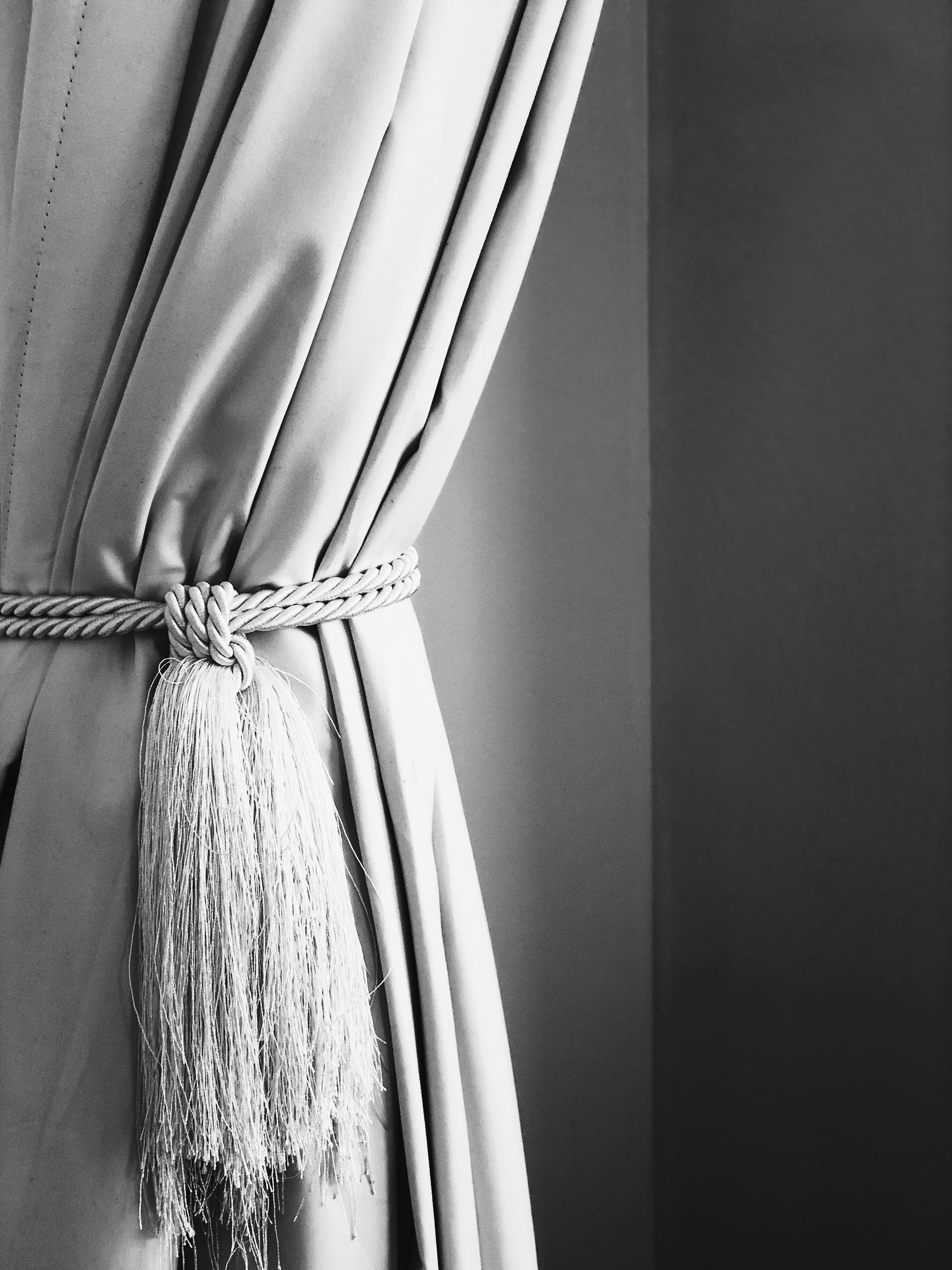 tied up, hair, indoors, day, hanging, curtains, rear view, curtain, no people, 4K, hairstyle, wall - building feature, textile, still life, bow, close, Phone HD Wallpaper