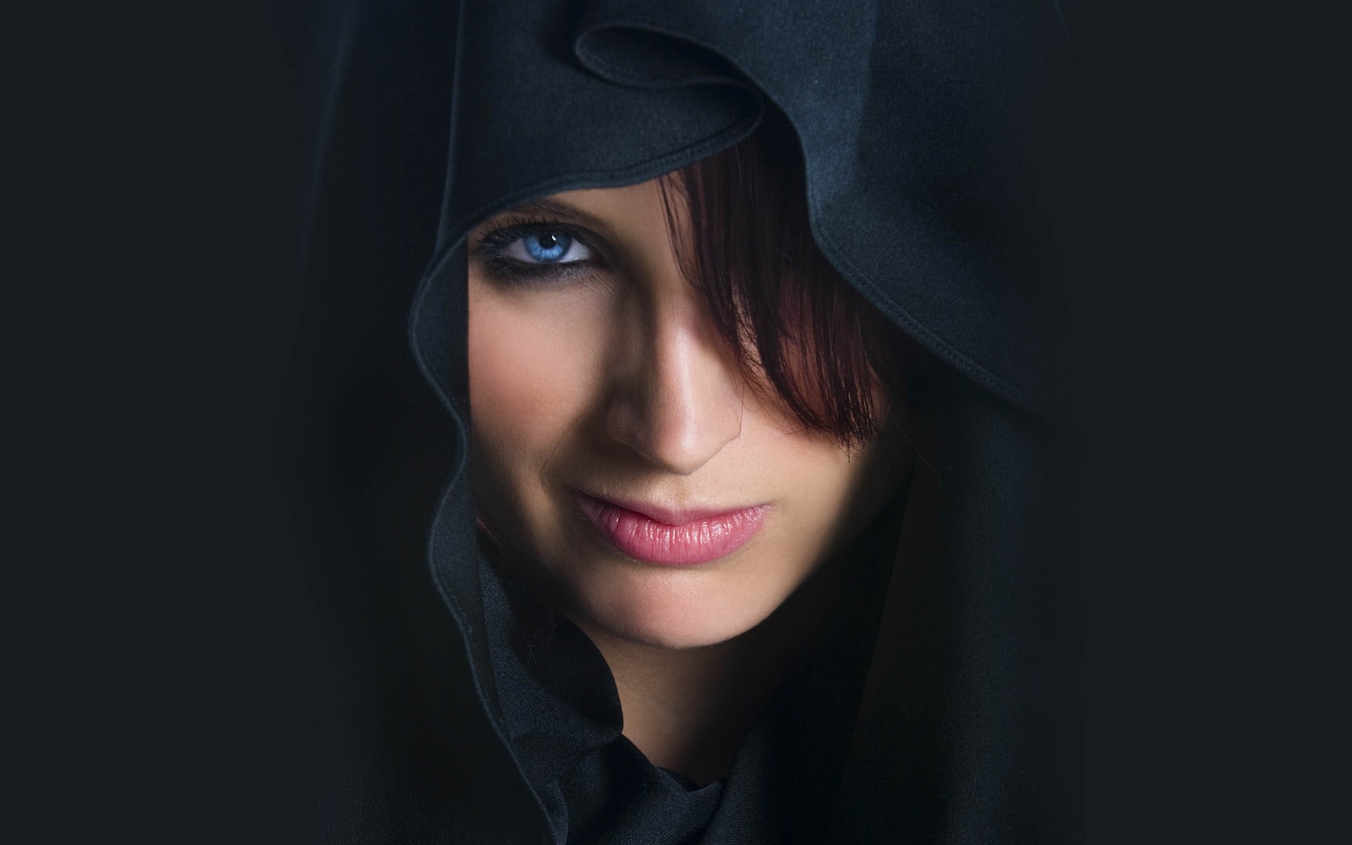 young women, women, s, studio shot, witch, young adult, close-up, indoors, headshot, front view, beauty, black background, human face, portrait, adult, HD Wallpaper