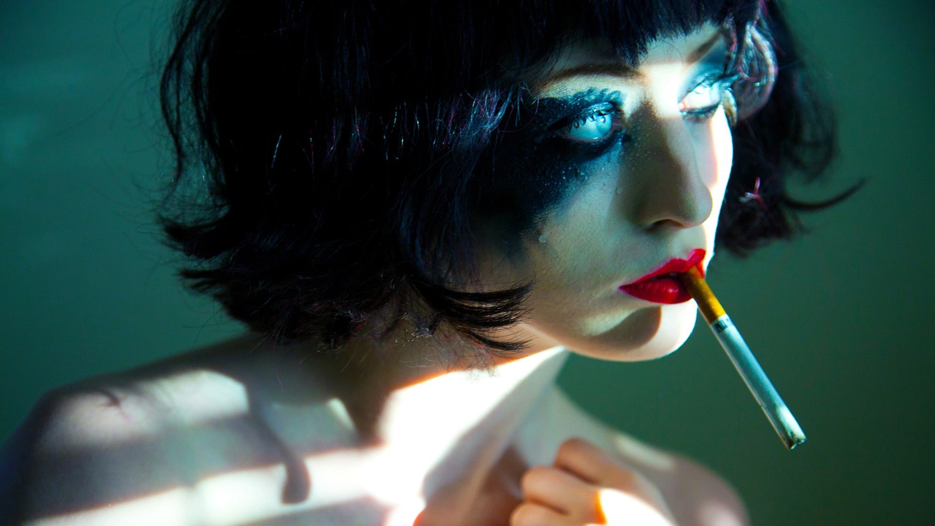 cigarettes, face, women, smoking, 1080P, tears, model, HD Wallpaper