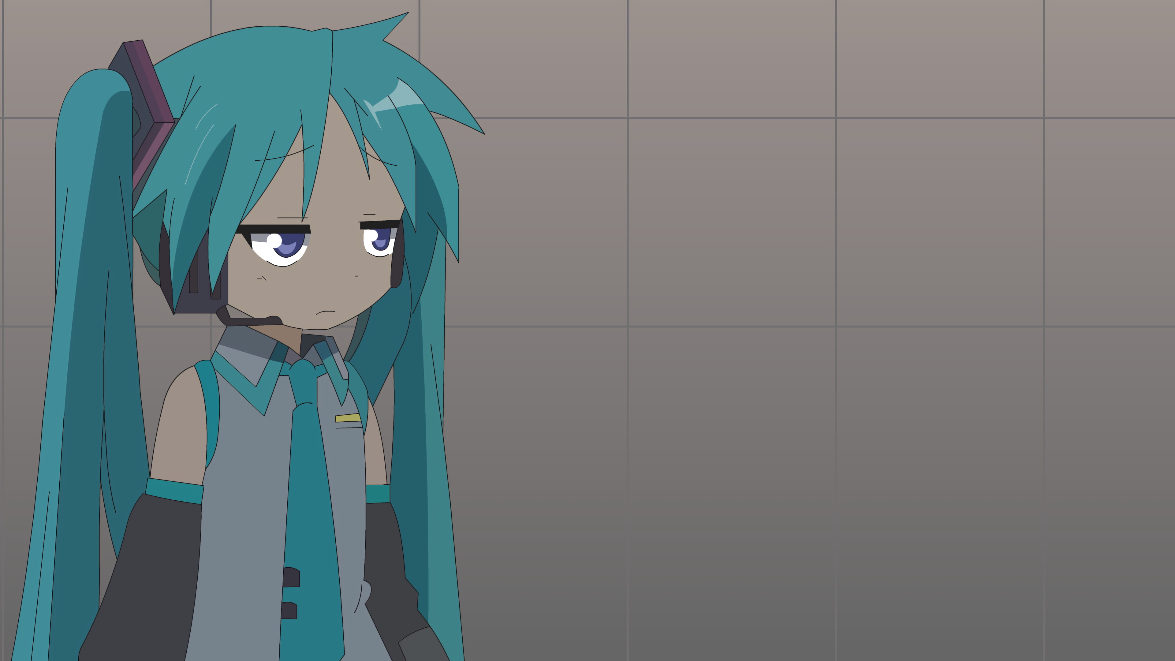 hair accessories, Kagamiku, vector, blue eyes, twintails, microphone, Lucky Star, Hatsune Miku, 4K, neckties, headsets, Hiiragi Kagami, detatched sleeves, HD Wallpaper