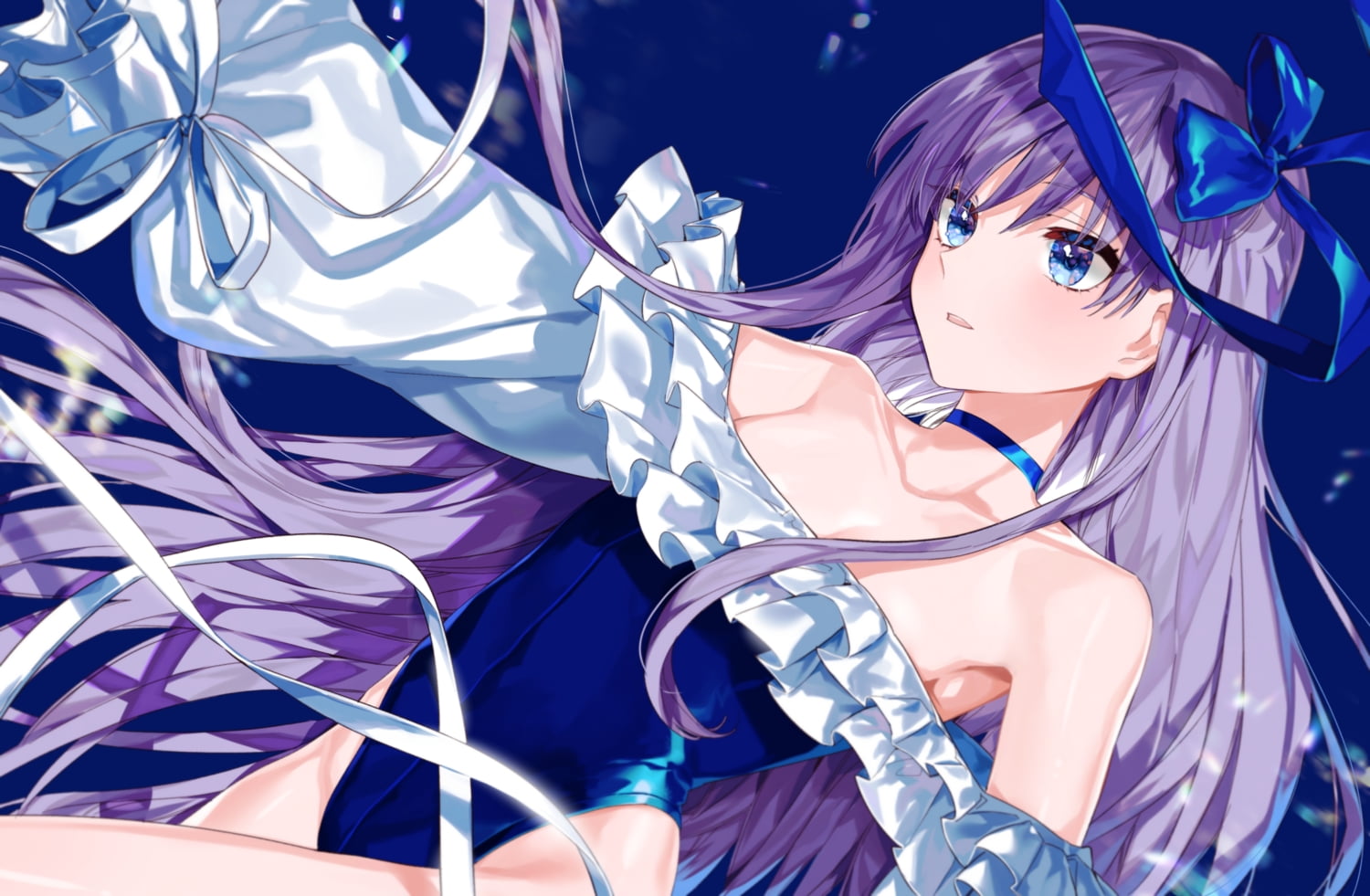 ribbons, underwater, Fate/Grand Order, Meltlilith, purple hair, blue eyes, 720P, long hair, HD Wallpaper