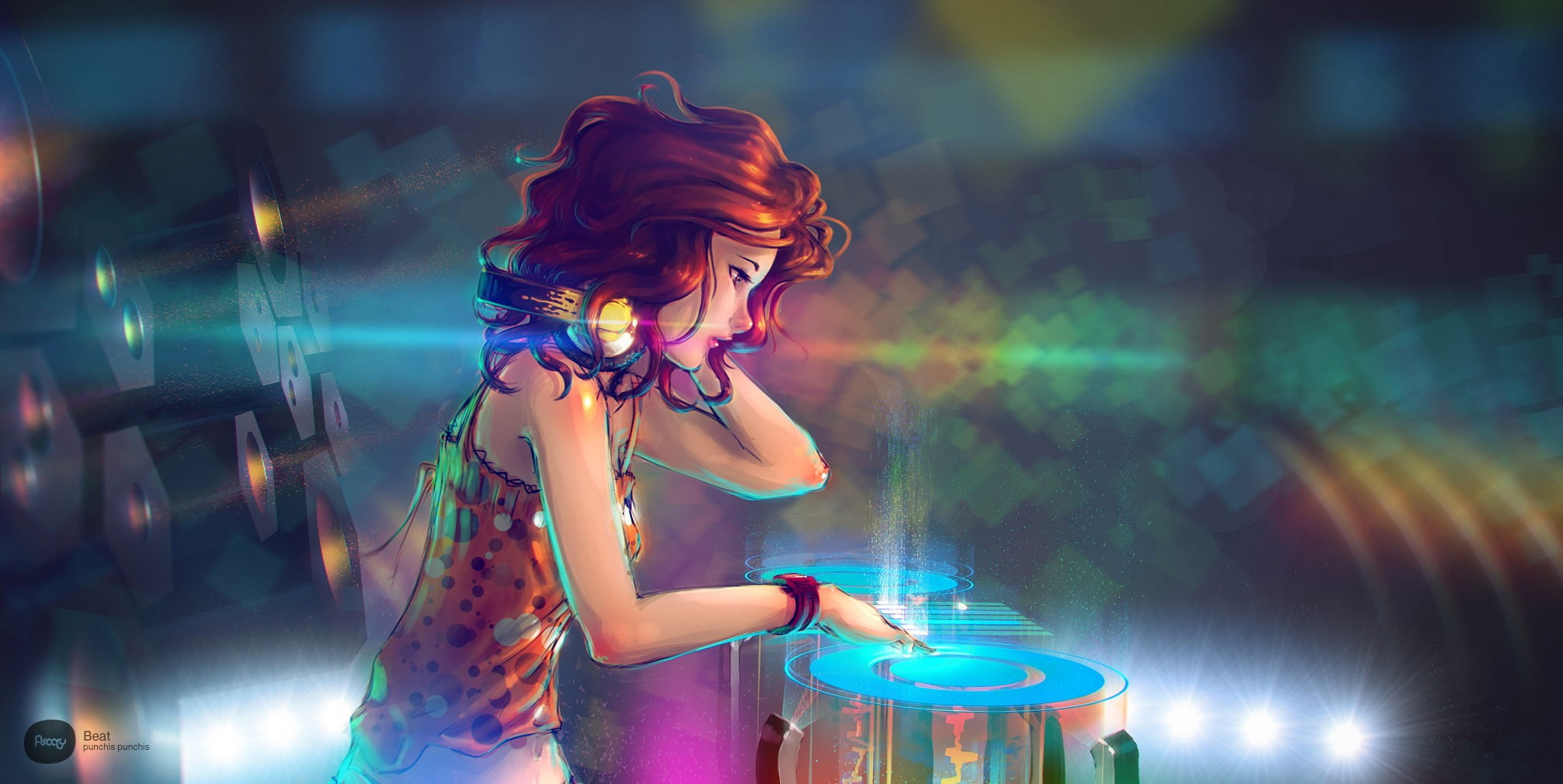 anime girls, headphones, artwork, women, 1080P, soft shading, music, HD Wallpaper