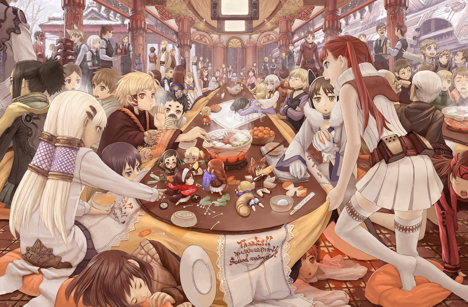 food, men, real people, lifestyles, representation, chibi, original characters, place of worship, crowd, adult, large group of people, architecture, indoors, HD Wallpaper
