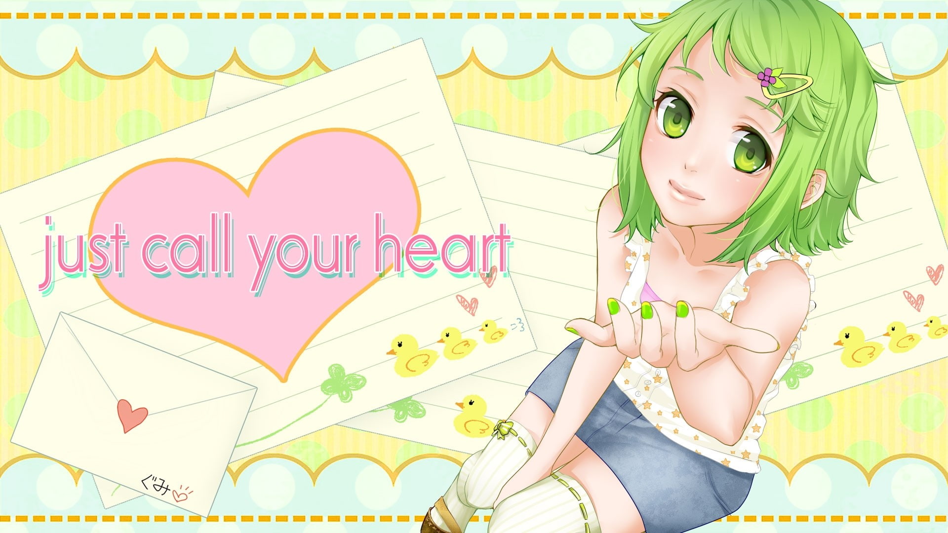 art and craft, girls, Gumi, Inscription, females, cute, one person, teenager, women, child, smiling, hair, Heart, adult, 1080P, beauty, childhood, portrait, HD Wallpaper