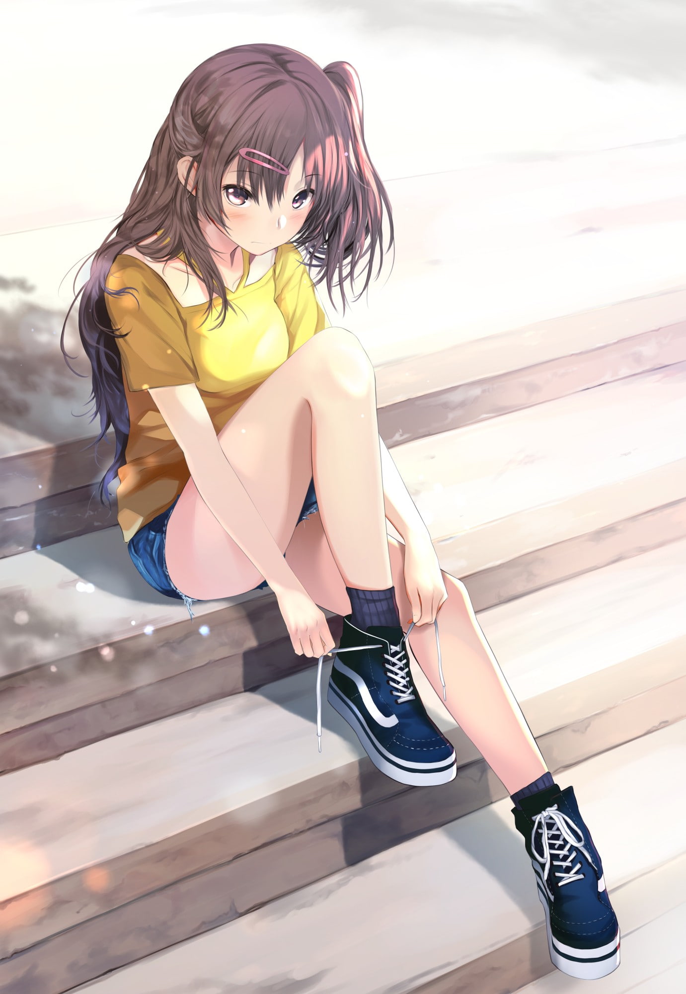 clothing, beautiful people, females, legs, body part, Nibutani Shinka, beauty, shoe, anime girls, leisure activity, Chuunibyou demo Koi ga Shitai!, fashion, Phone HD Wallpaper