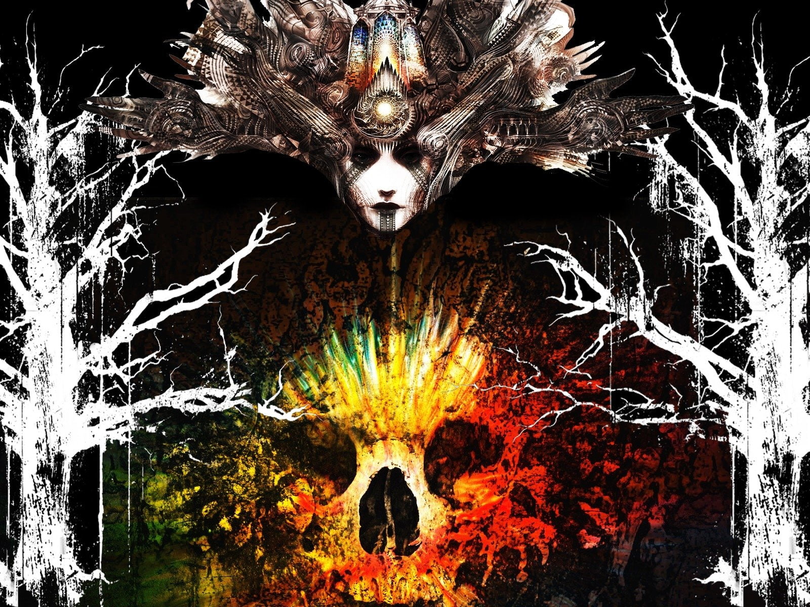 Trippy, Witchcraft, Dark, Fantasy, 720P, Witch, Psychedelic, Gothic, Occult, Skull, Woman, HD Wallpaper