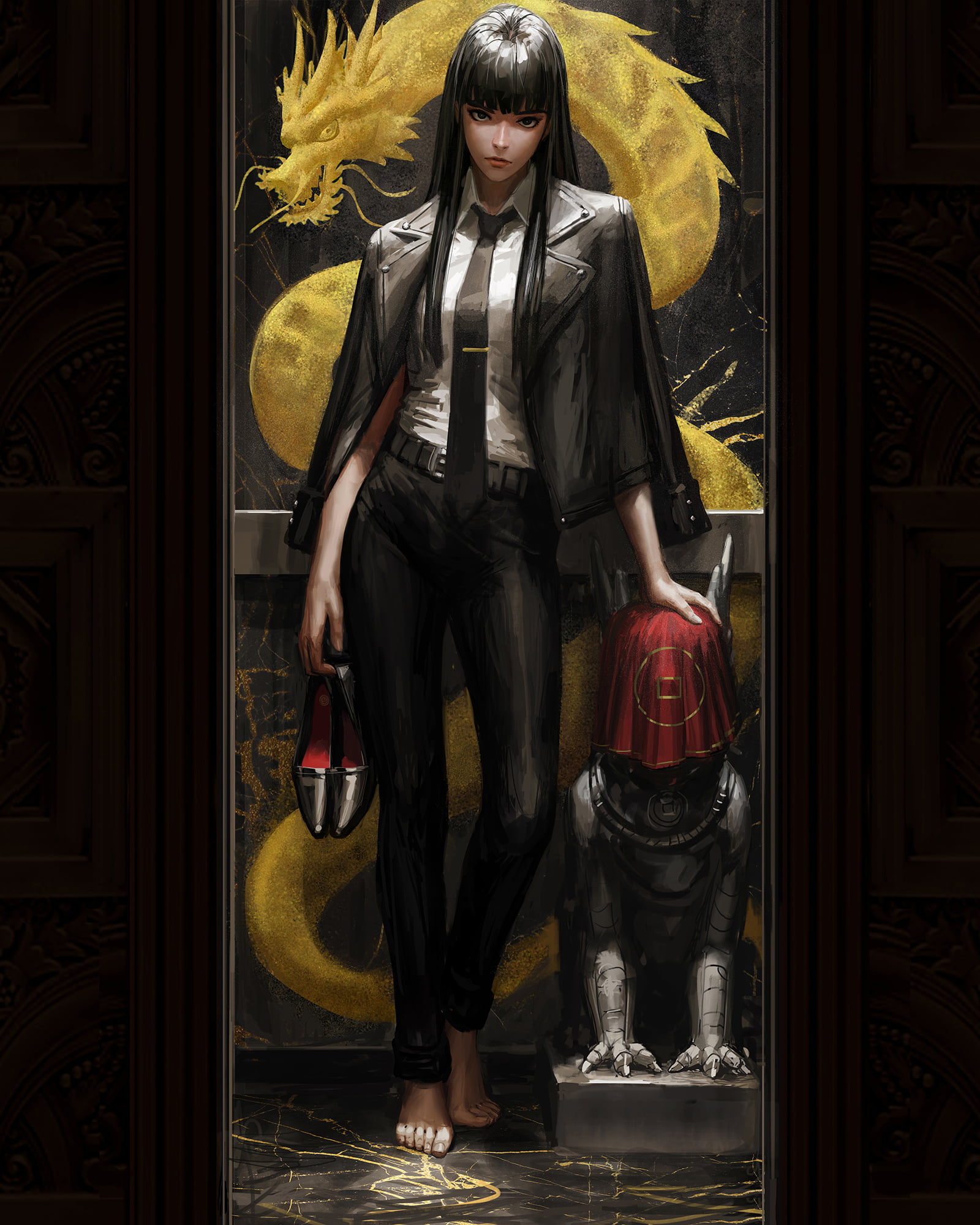 Bad guys, GUWEIZ, digital art, 1080P, women, original characters, Phone HD Wallpaper