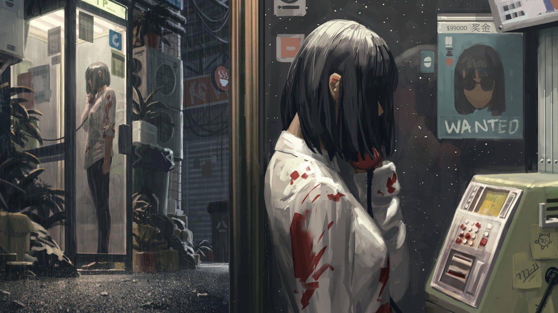 GUWEIZ, telephone, 1080P, anime, anime girls, HD Wallpaper