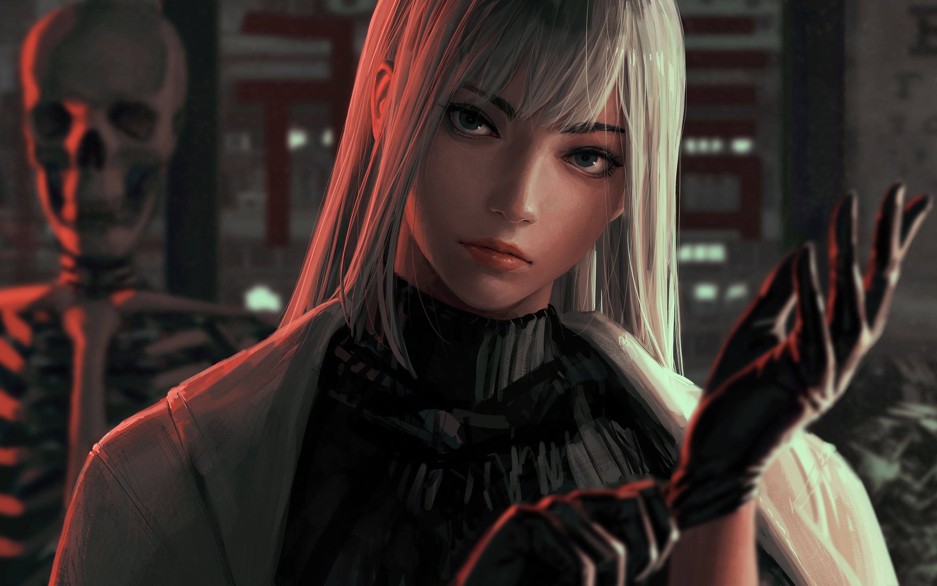 GUWEIZ, warrior girls, 2K, white hair, artwork, digital art, HD Wallpaper