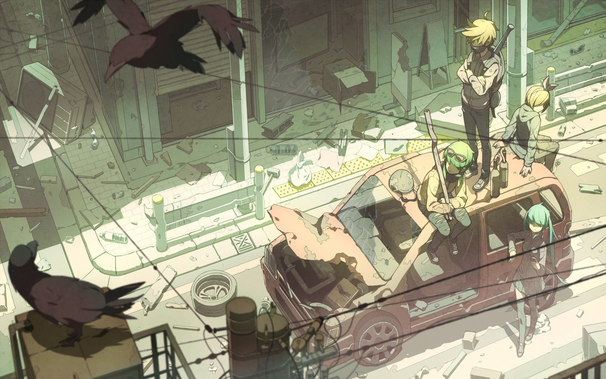 human representation, architecture, built structure, real people, high angle view, sunlight, 1080P, arts culture and entertainment, day, Kagamine Rin, HD Wallpaper