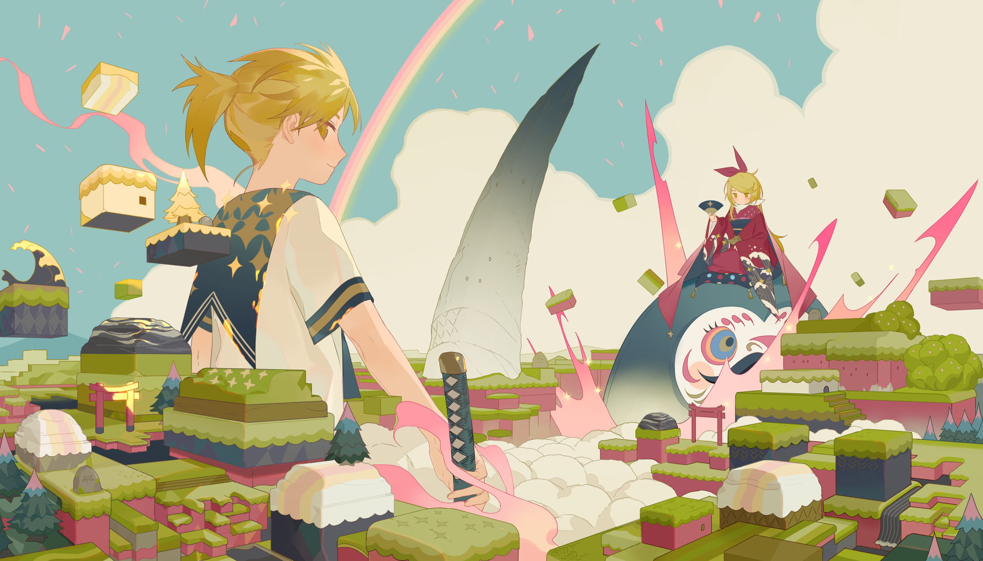 Rin Kagamine, 1080P, Anime, Vocaloid, Len Kagamine, HD Wallpaper
