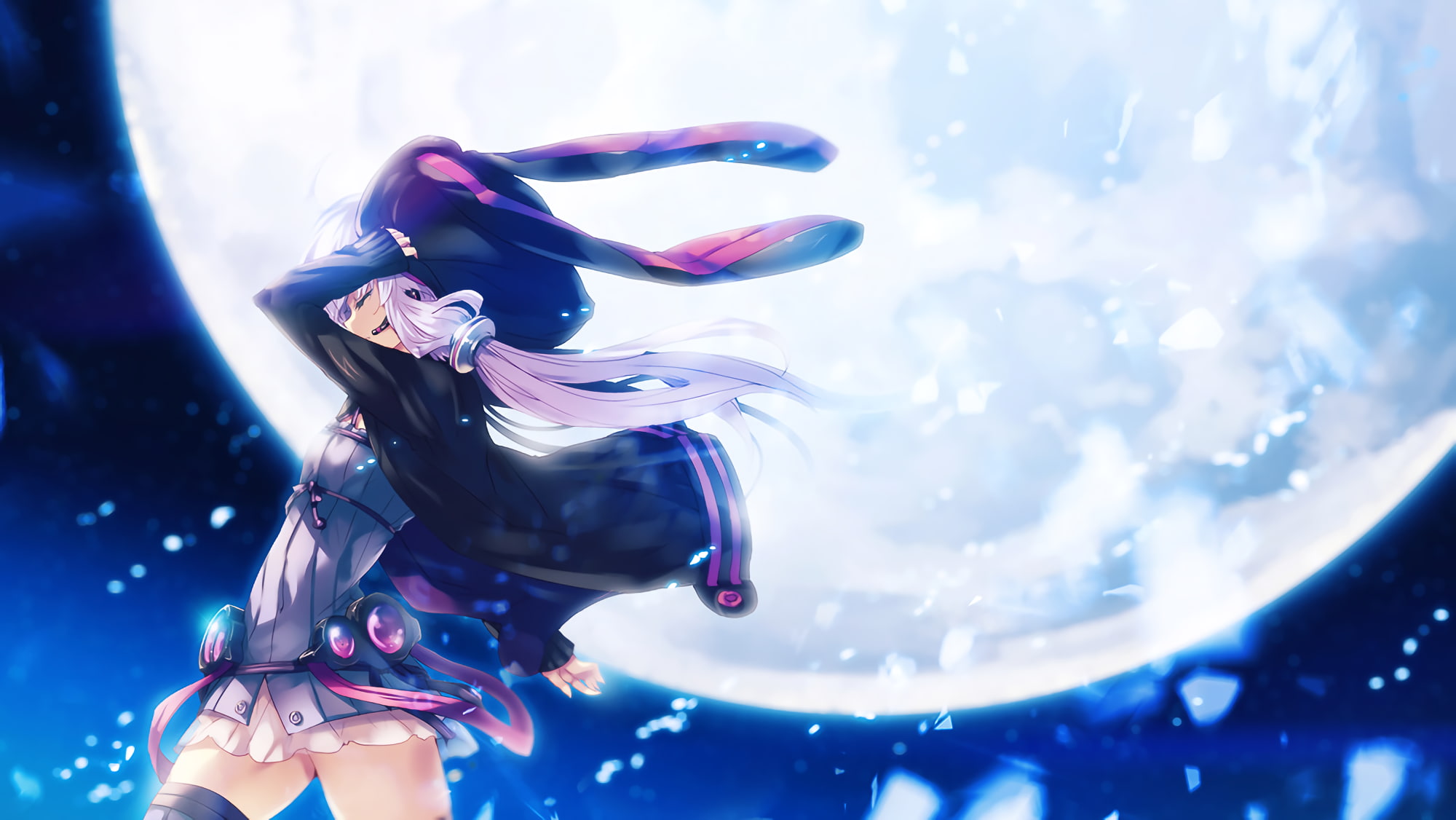 blue, water, illuminated, purple, dancing, fashion, motion, Vocaloid, 1080P, clothing, real people, lifestyles, one person, young women, young adult, women, HD Wallpaper