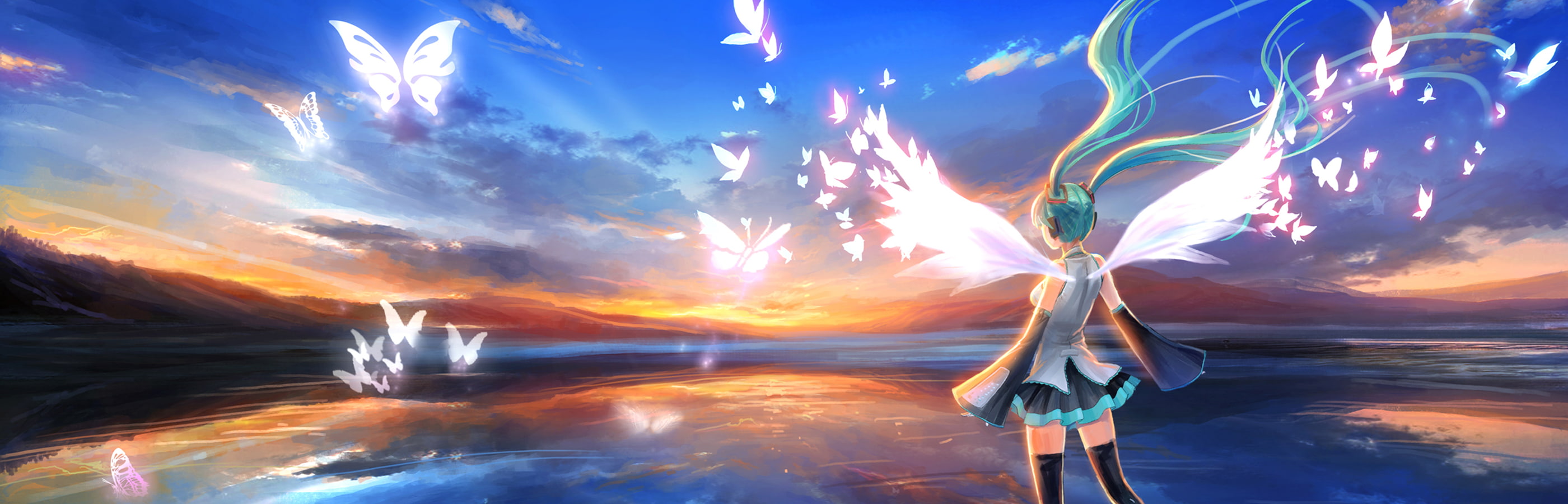 dual monitors, Hatsune Miku, Vocaloid, 2K, HD Wallpaper