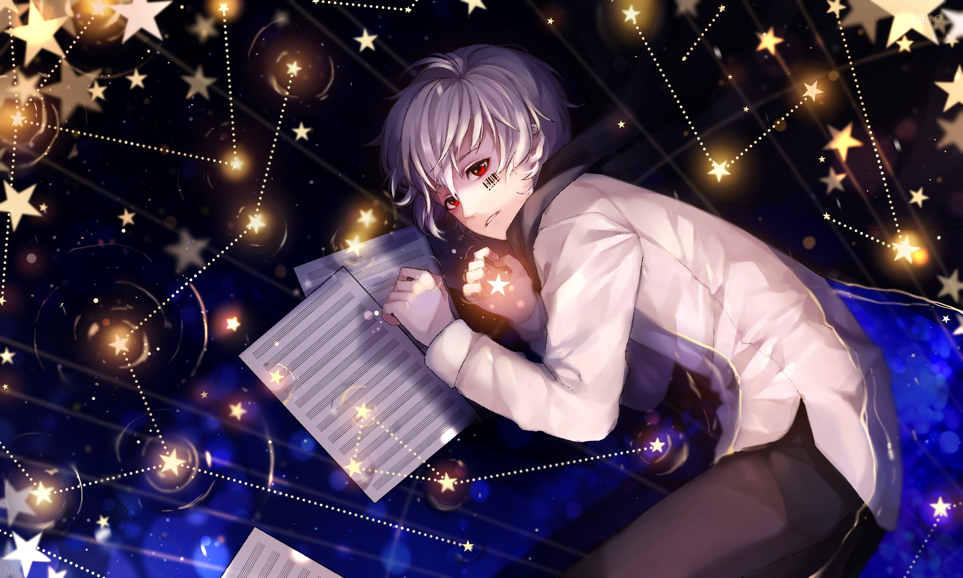 celebration, night, christmas, christmas lights, christmas ornament, mafumafu, Anime, decoration, utaite, one person, stars, 2K, event, glowing, real people, HD Wallpaper