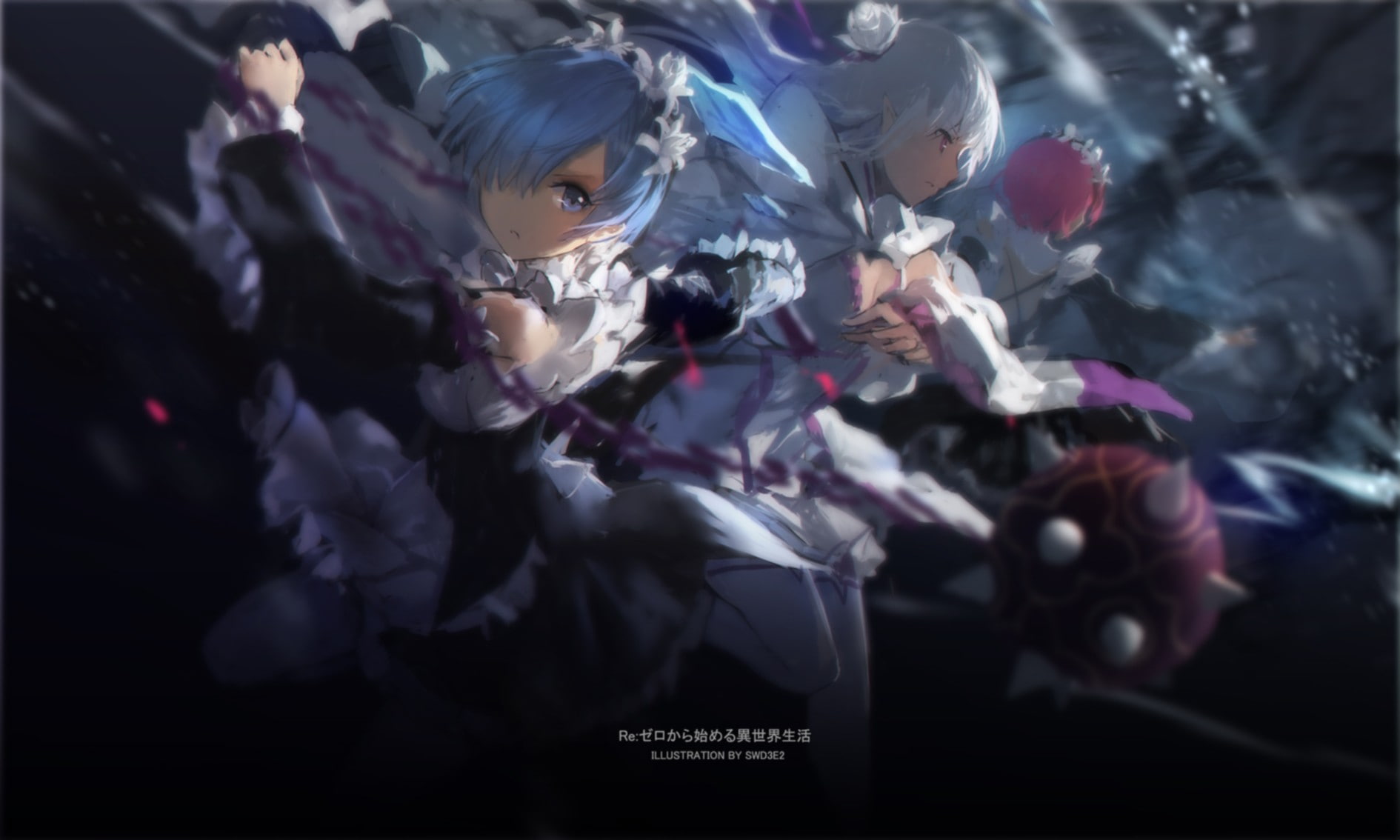 Emilia (Re: Zero), Ram (Re: Zero), swd3e2, Re:Zero Kara Hajimeru Isekai Seikatsu, Rem (Re: Zero), 720P, HD Wallpaper