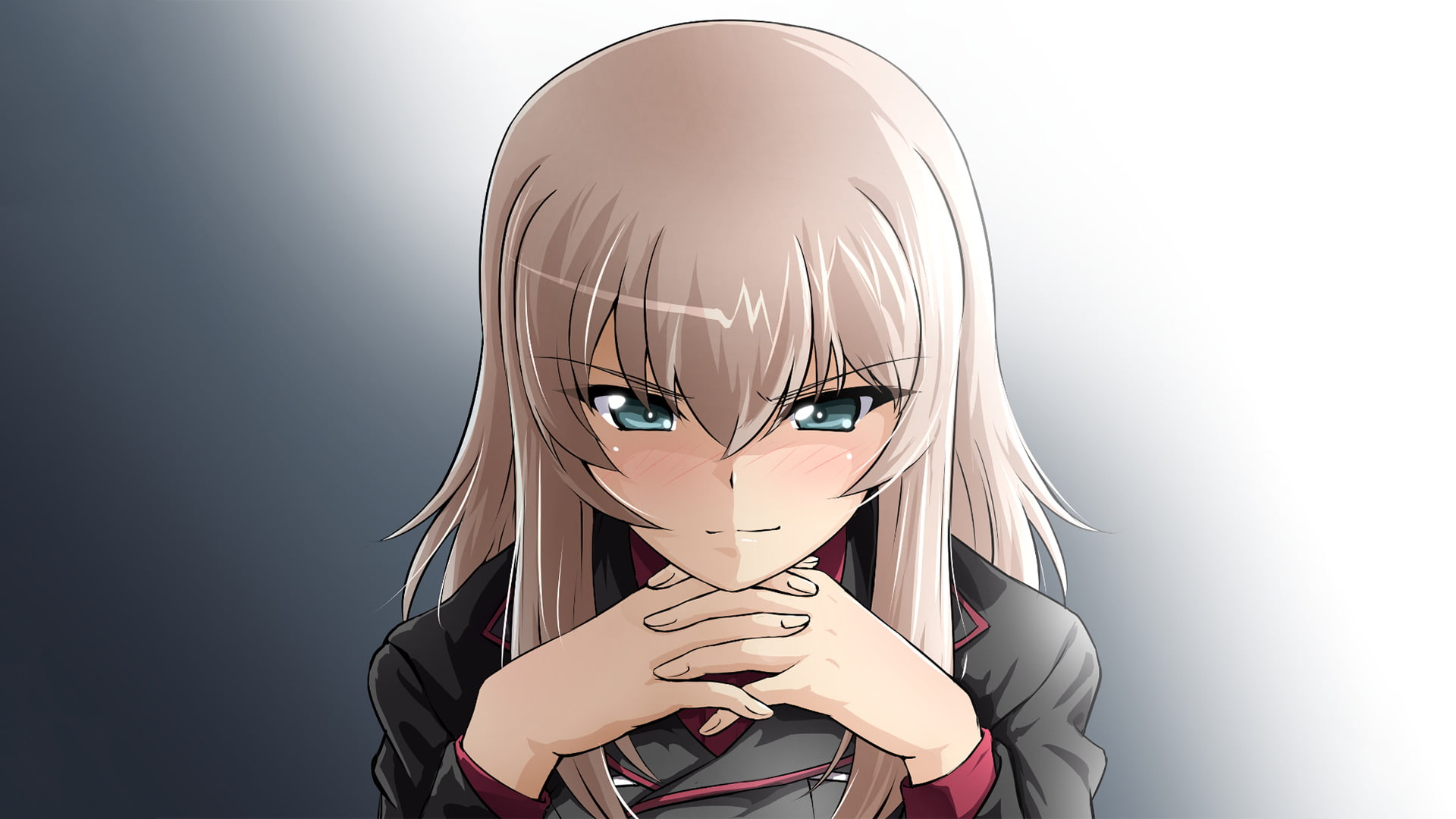 unrecognizable person, Girls und Panzer, beautiful woman, 1080P, portrait, studio shot, human head, women, adult, blond hair, indoors, obscured face, body part, HD Wallpaper