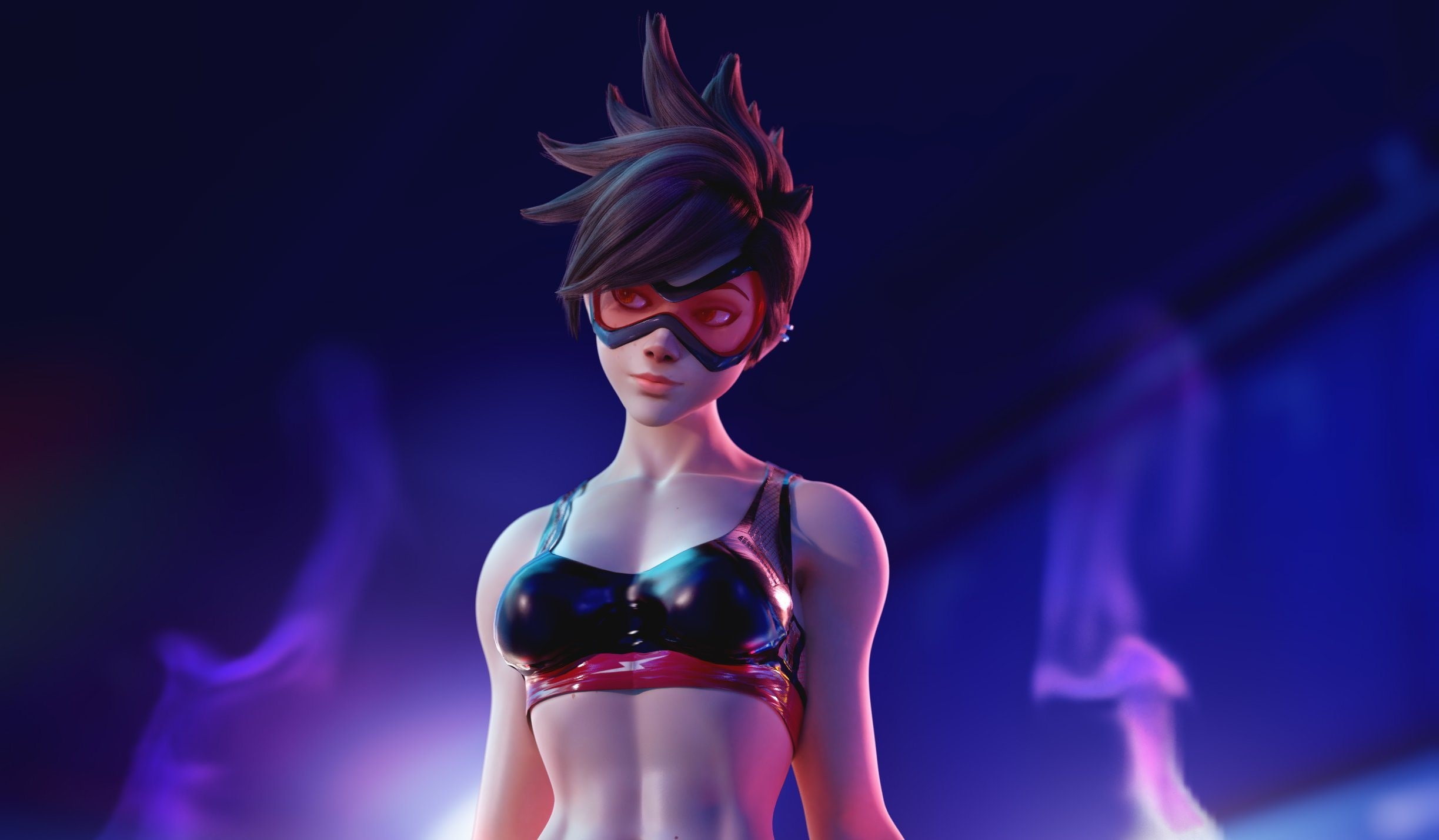 pretty, brunette, agent, game, Overwatch, Tracer, bishojo, seifuku, 1080P, girl, HD Wallpaper