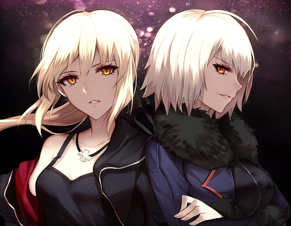 long hair  Avenger (FateGrand Order)  Jeanne darc alter  blonde  Saber Alter  short hair  orange eyes  Fate Series  FateGrand Order  Saber  ponytail  necklace, HD Wallpaper