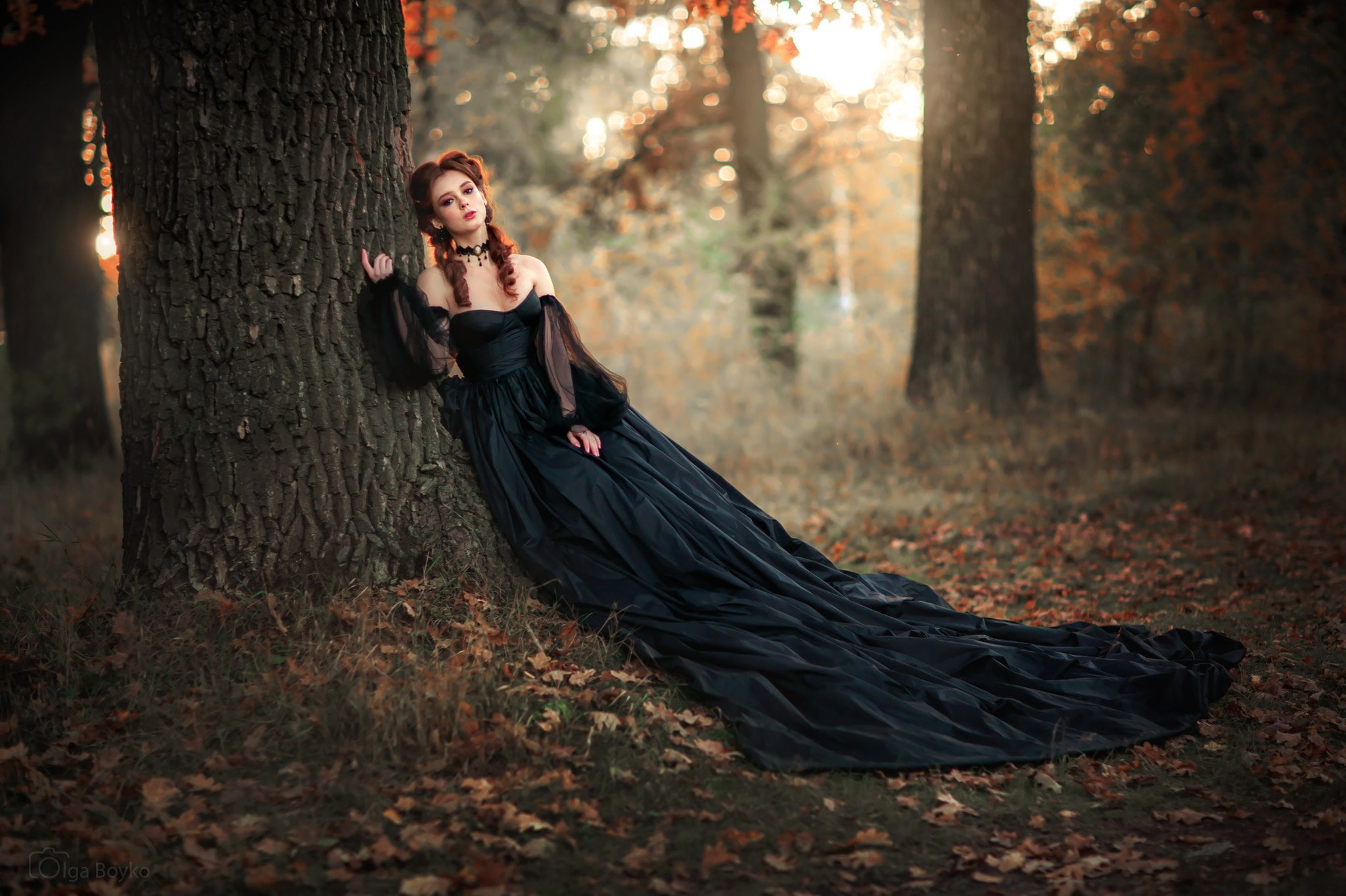 change, forest, nature, contemplation, Olga Boyko, Gothic, goths, leisure activity, 1080P, model, beautiful woman, plant, Alexandra Girskaya, woodland, HD Wallpaper