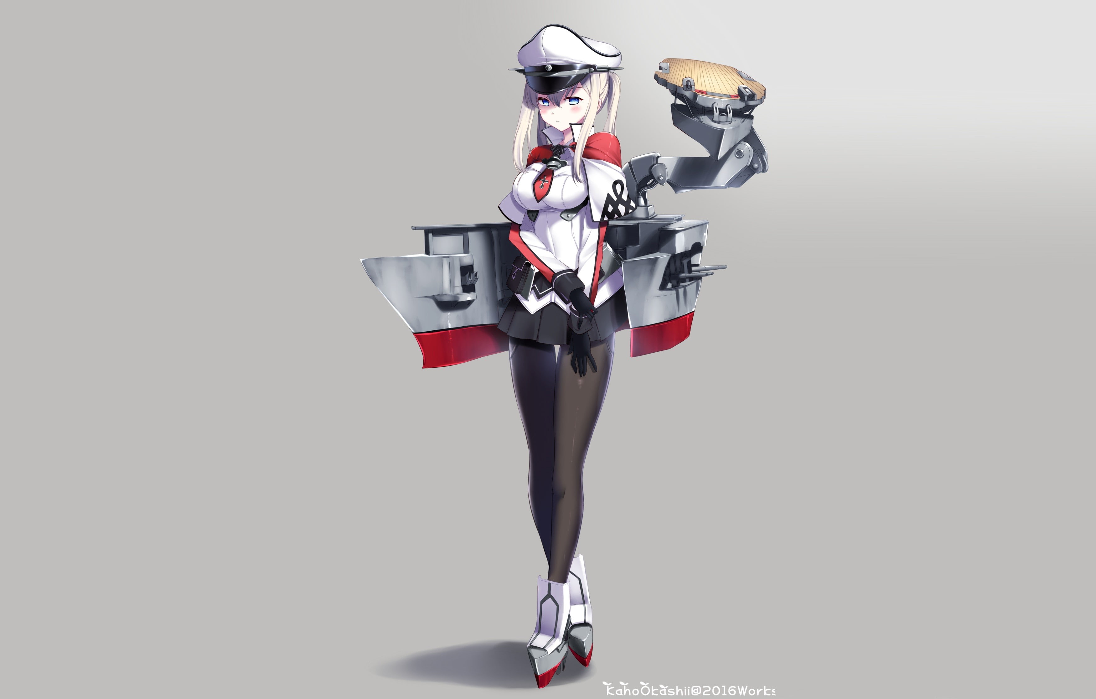 2K, sunglasses, adult, uniform, on the move, Graf Zeppelin (KanColle), long hair, skirt, indoors, anime, studio shot, balance, front view, tie, anime girls, HD Wallpaper