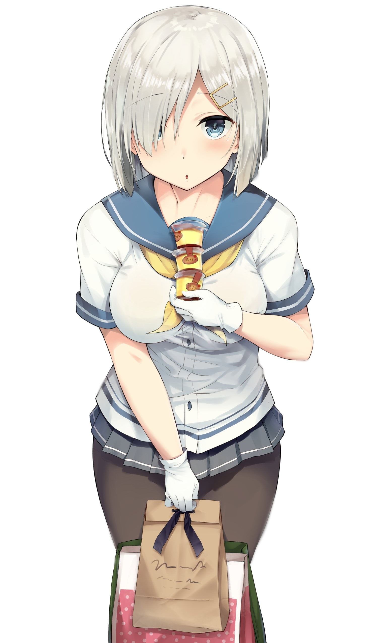 1080P, teenager, blond hair, blue eyes, fear, child, human body part, white background, cut out, one person, girls, clothing, emotion, anime girls, Hamakaze (KanColle) , Phone HD Wallpaper