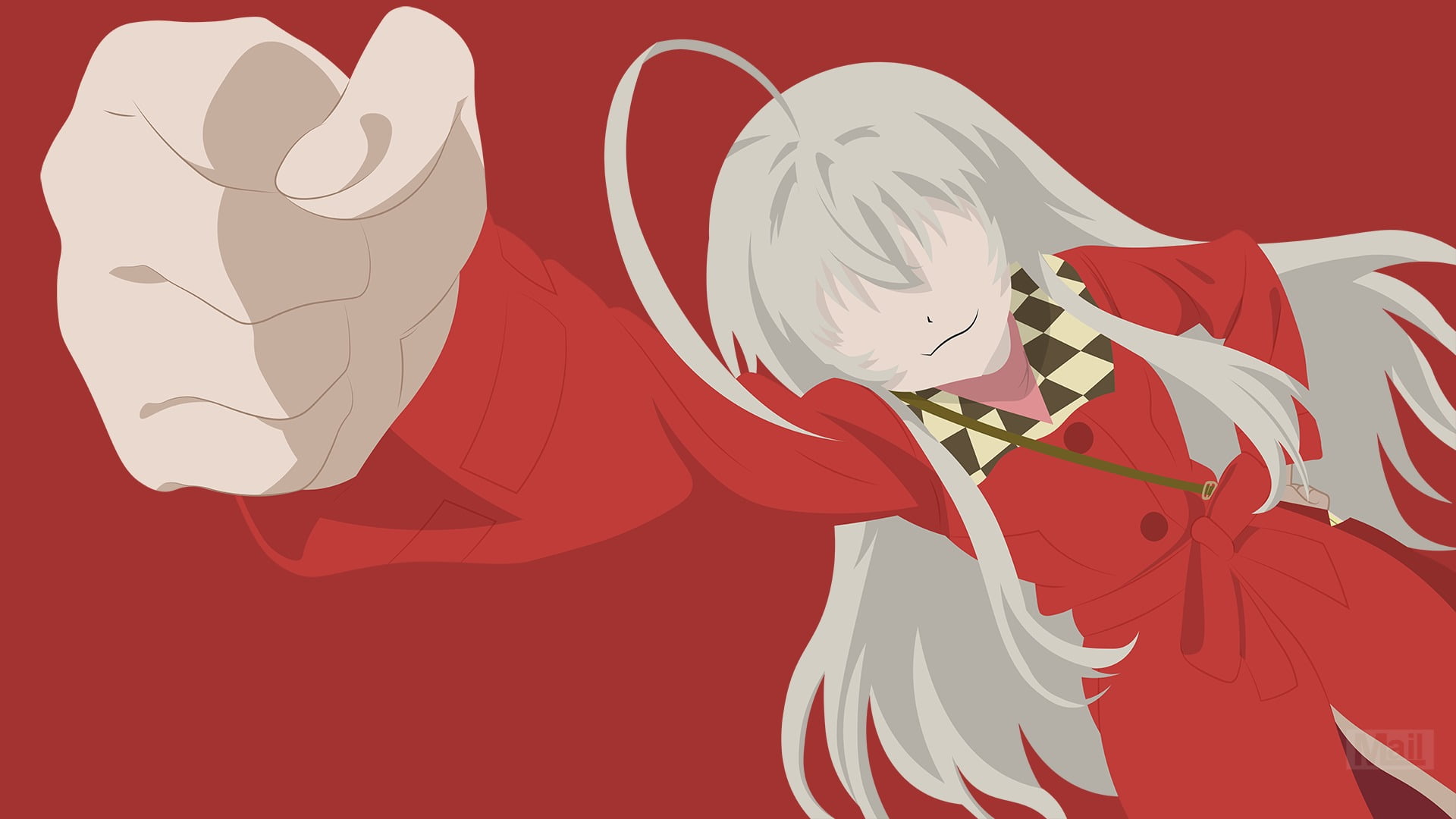 Nyaruko, adult, 1080P, waist up, clothing, red, anime girls, indoors, anime, Haiyore! Nyaruko-san, creativity, young adult, representation, one person, HD Wallpaper