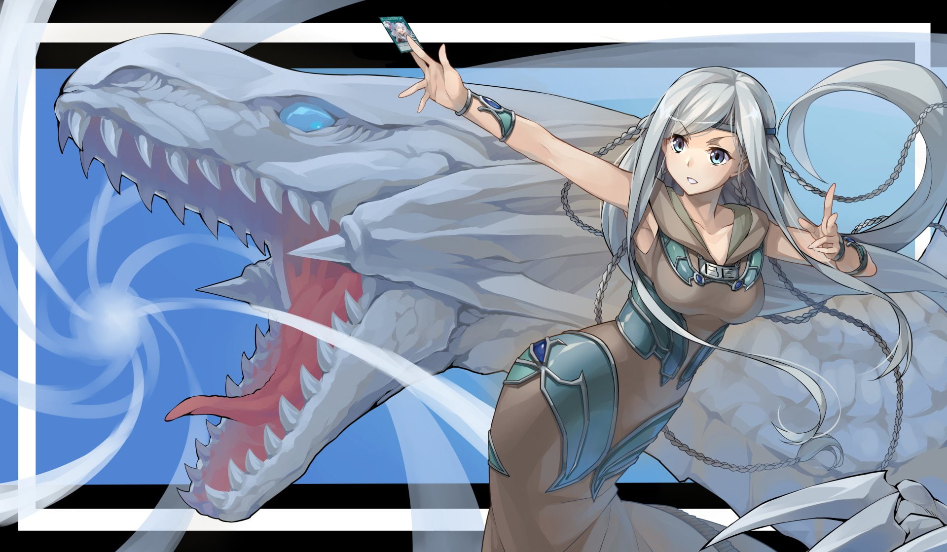 Dragon, Blue Eyes, Girl, Yu-Gi-Oh!, Card Game, 1080P, Headband, HD Wallpaper