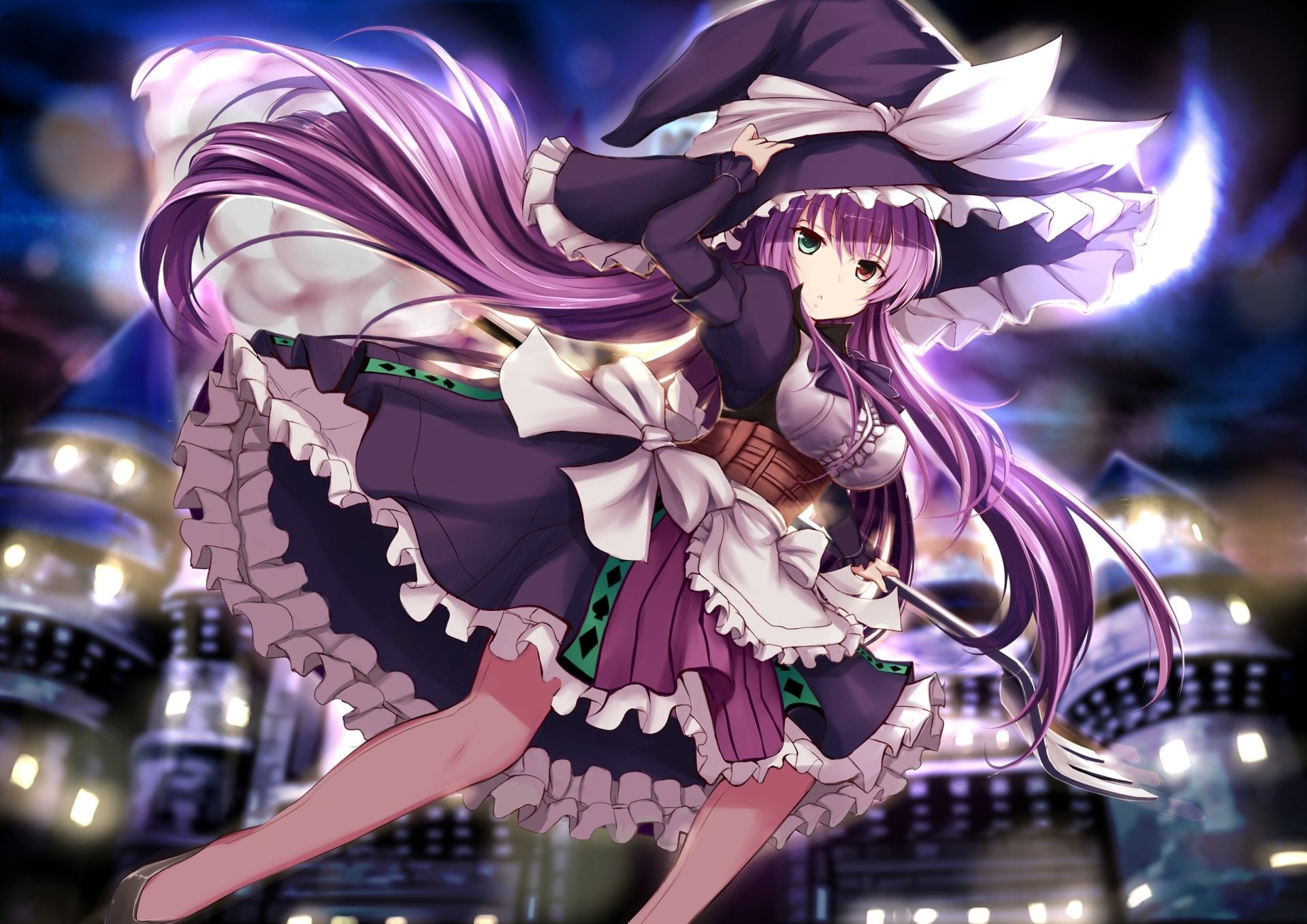 built structure, Yu-Gi-Oh!, Heterochromia, Skirt, Hat, human representation, night, Girl, representation, creativity, carnival - celebration event, celebration, HD Wallpaper