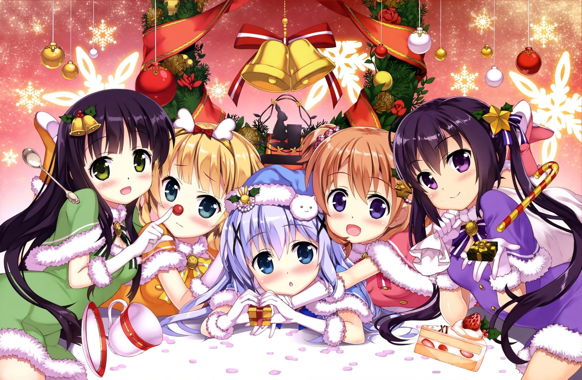 Cocoa Hoto, Rize Tedeza, Tippy (Is The Order A Rabbit?), Anime, 1080P, Sharo Kirima, Is the Order a Rabbit?, Chiya Ujimatsu, Chino Kafū, HD Wallpaper