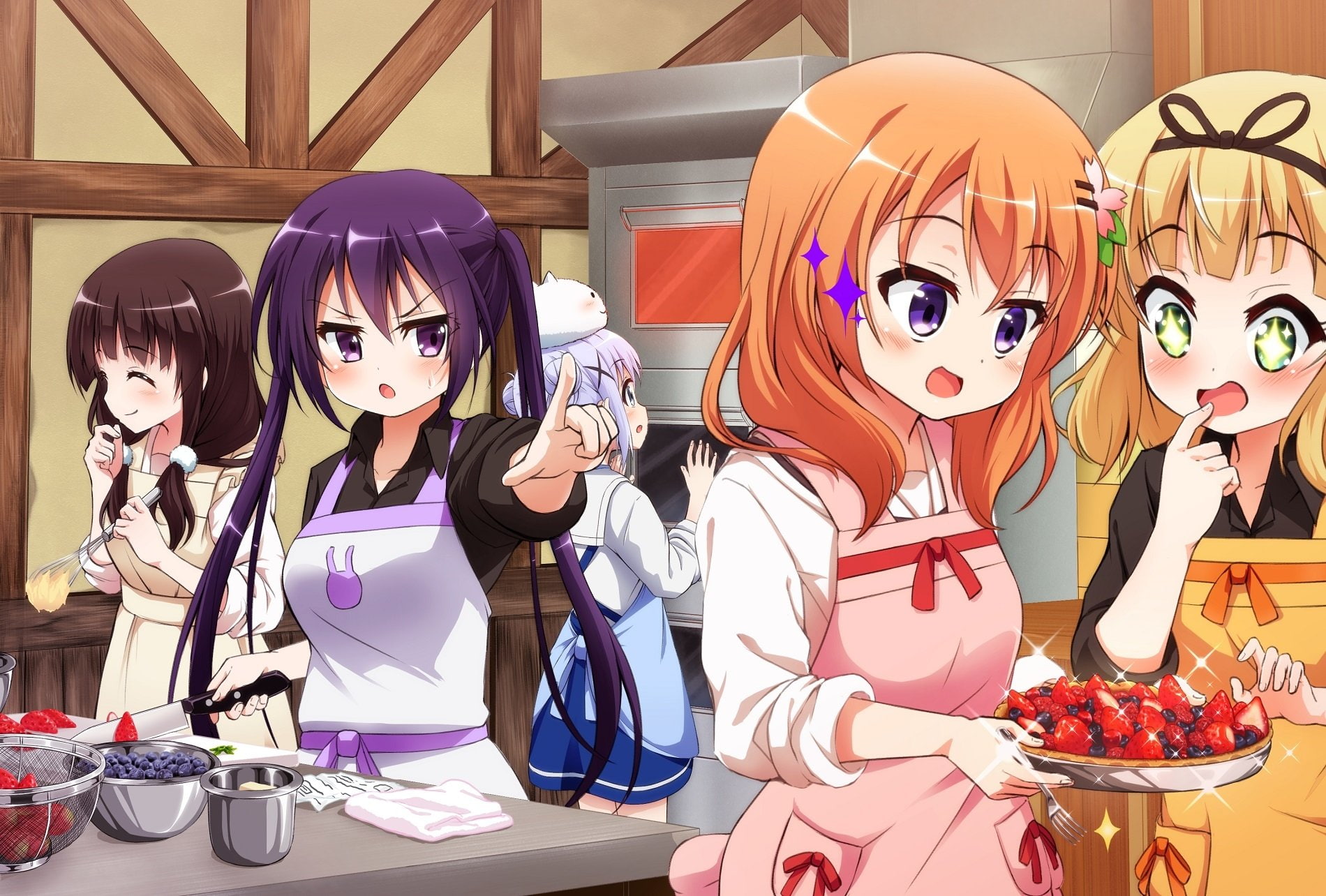 Chiya Ujimatsu, Cocoa Hoto, Is the Order a Rabbit?, 720P, Tippy (Is The Order A Rabbit?), Chino Kafū, Anime, Rize Tedeza, HD Wallpaper