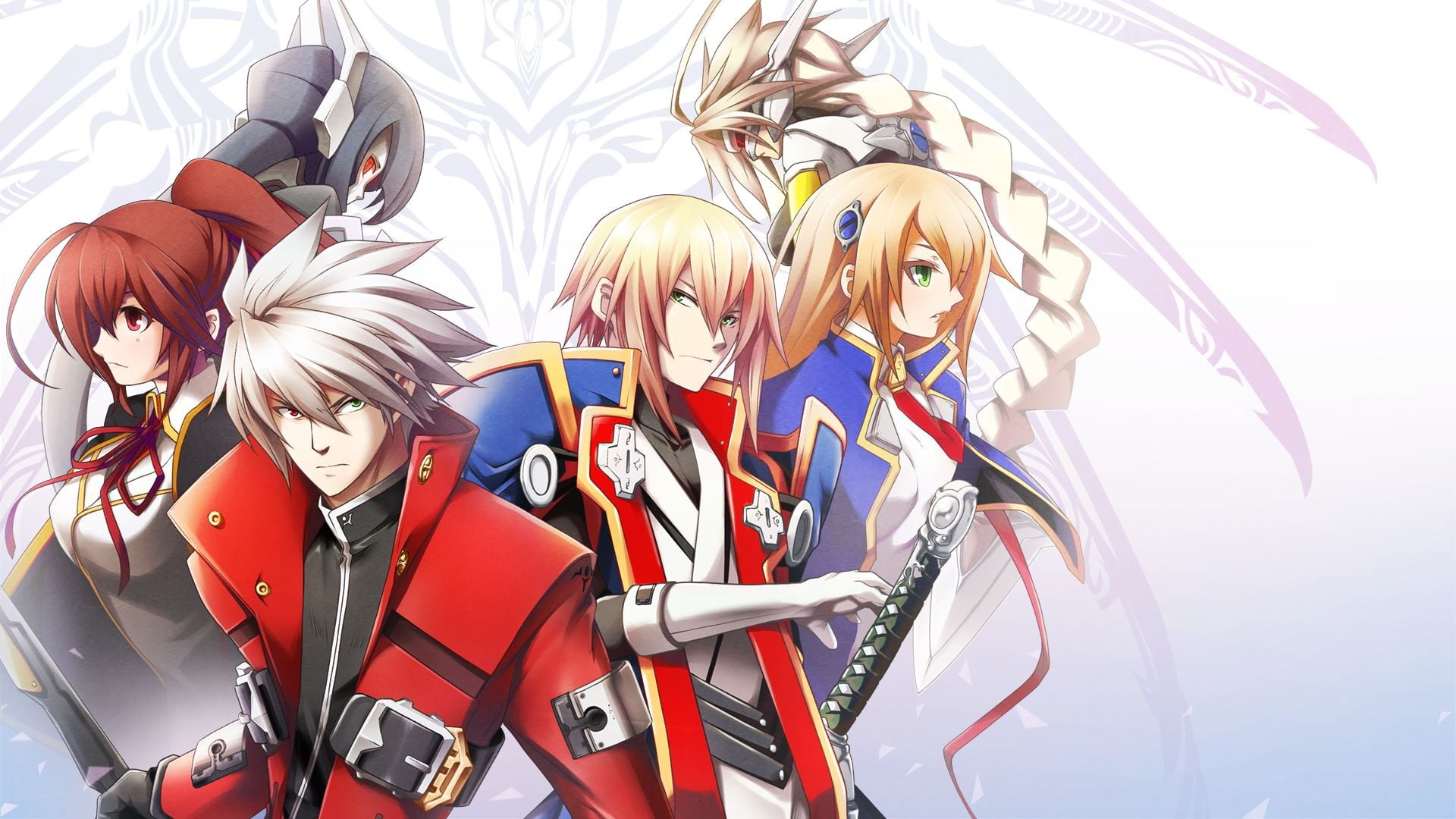 s, indoors, close-up, Blazblue, hair, human representation, women, Jin Kisaragi, representation, front view, red, blond hair, art and craft, white, clothing, HD Wallpaper