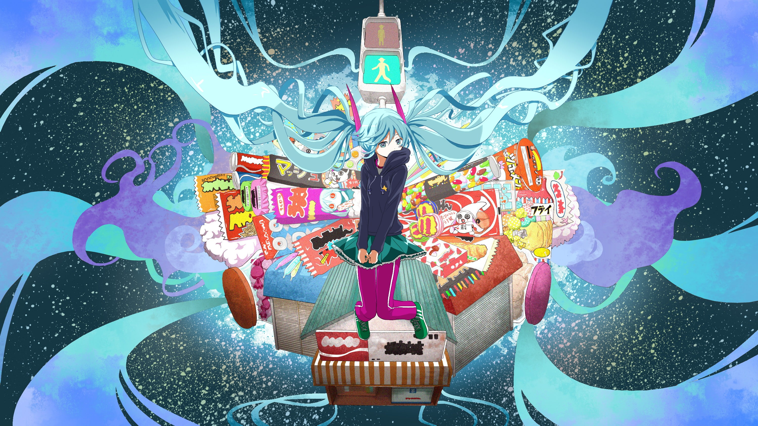 twintails, Vocaloid, Hatsune Miku, 2K, HD Wallpaper