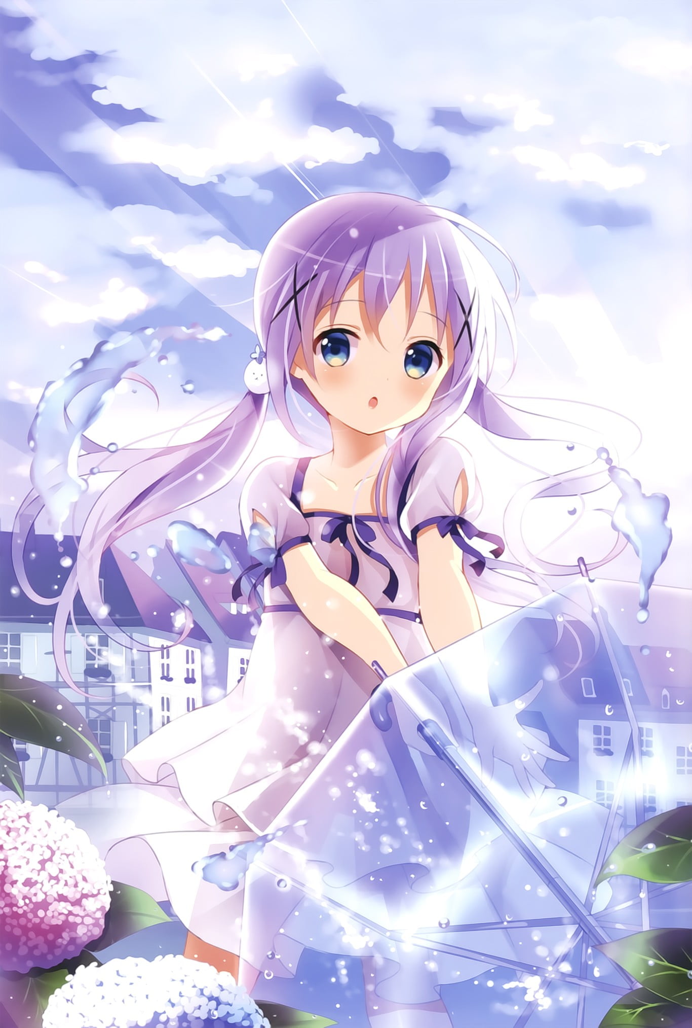clothing, girls, anime, childhood, 1080P, purple, outdoors, event, fashion, innocence, haired, character, females, nature, representation, human representation, Phone HD Wallpaper