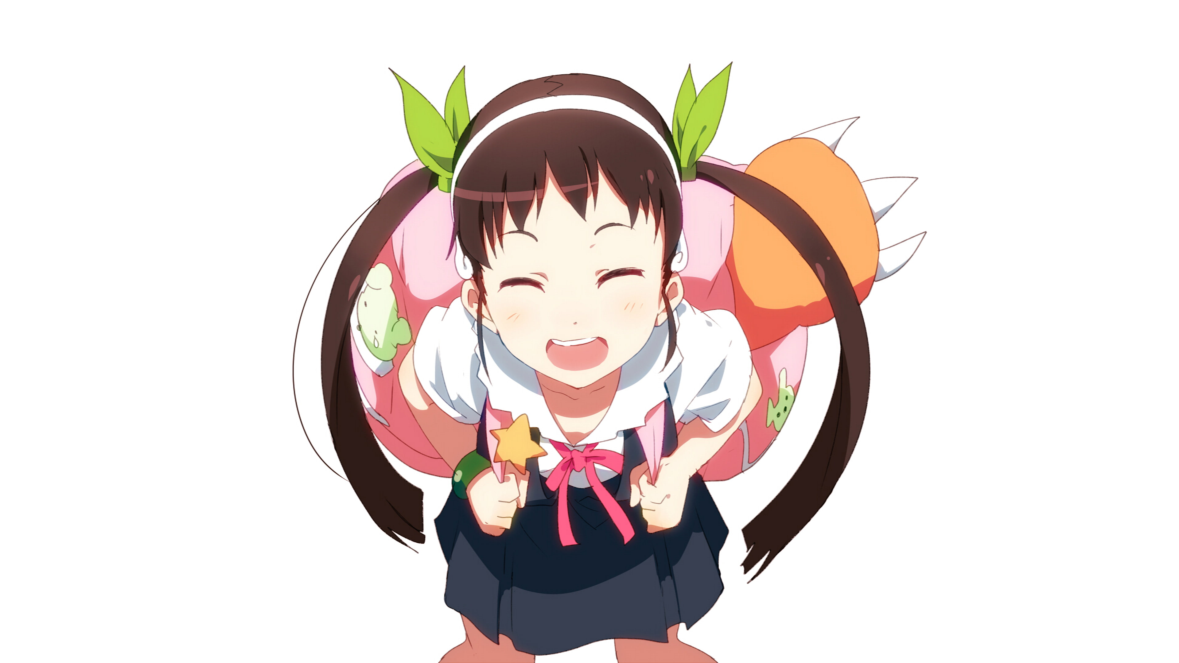 standing, twintails, Hachikuji Mayoi, creativity, studio shot, Monogatari Series, females, human representation, women, anime girls, 4K, digital composite, HD Wallpaper