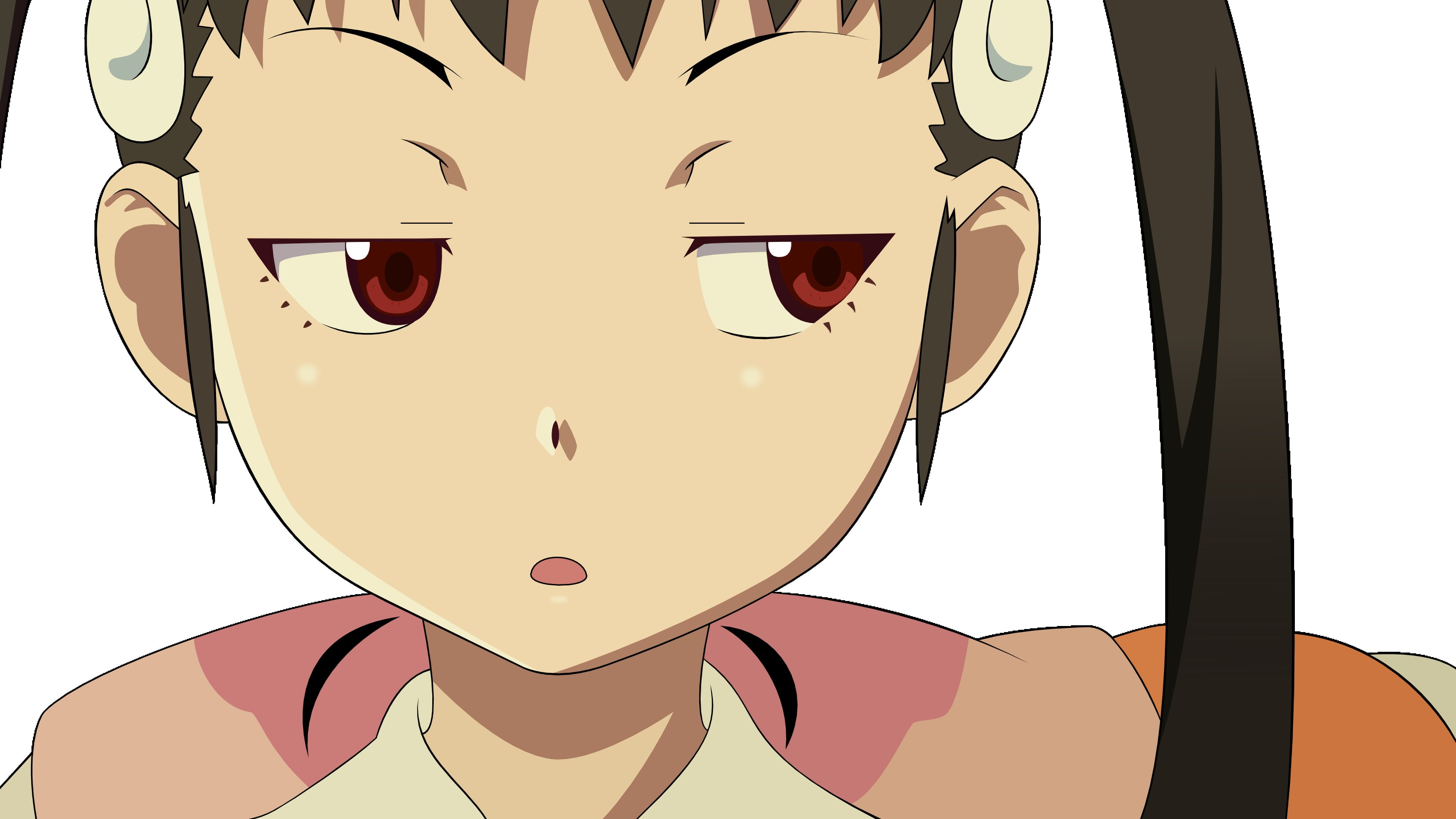 communication, mammal, real people, representation, body part, human face, 4K, cartoon, Monogatari Series, white background, front view, Hachikuji Mayoi, HD Wallpaper