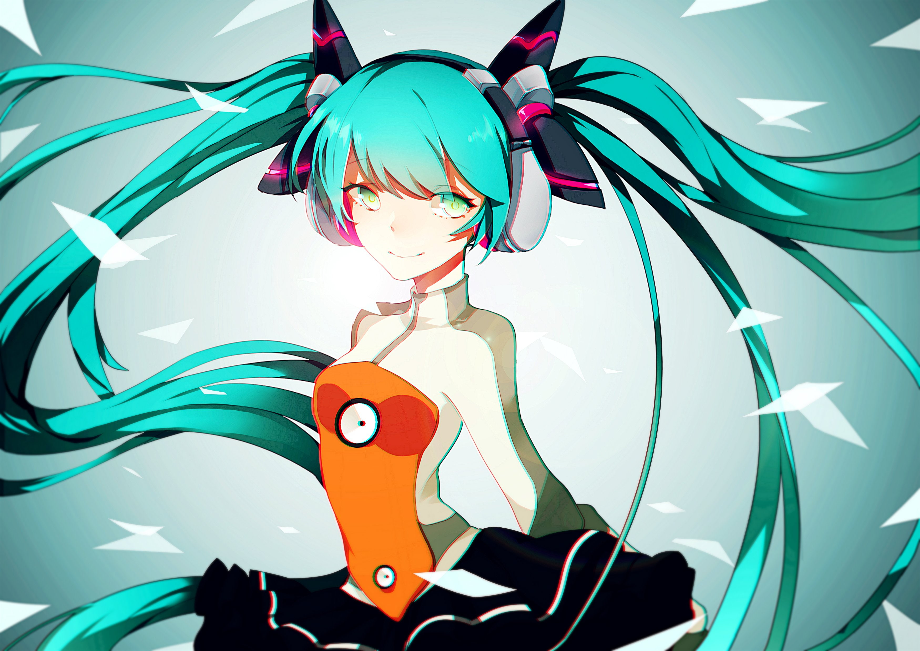 miku, hair, hatsune, odds, ends, long, twintails, 2K, (vocaloid), vocaloid, HD Wallpaper