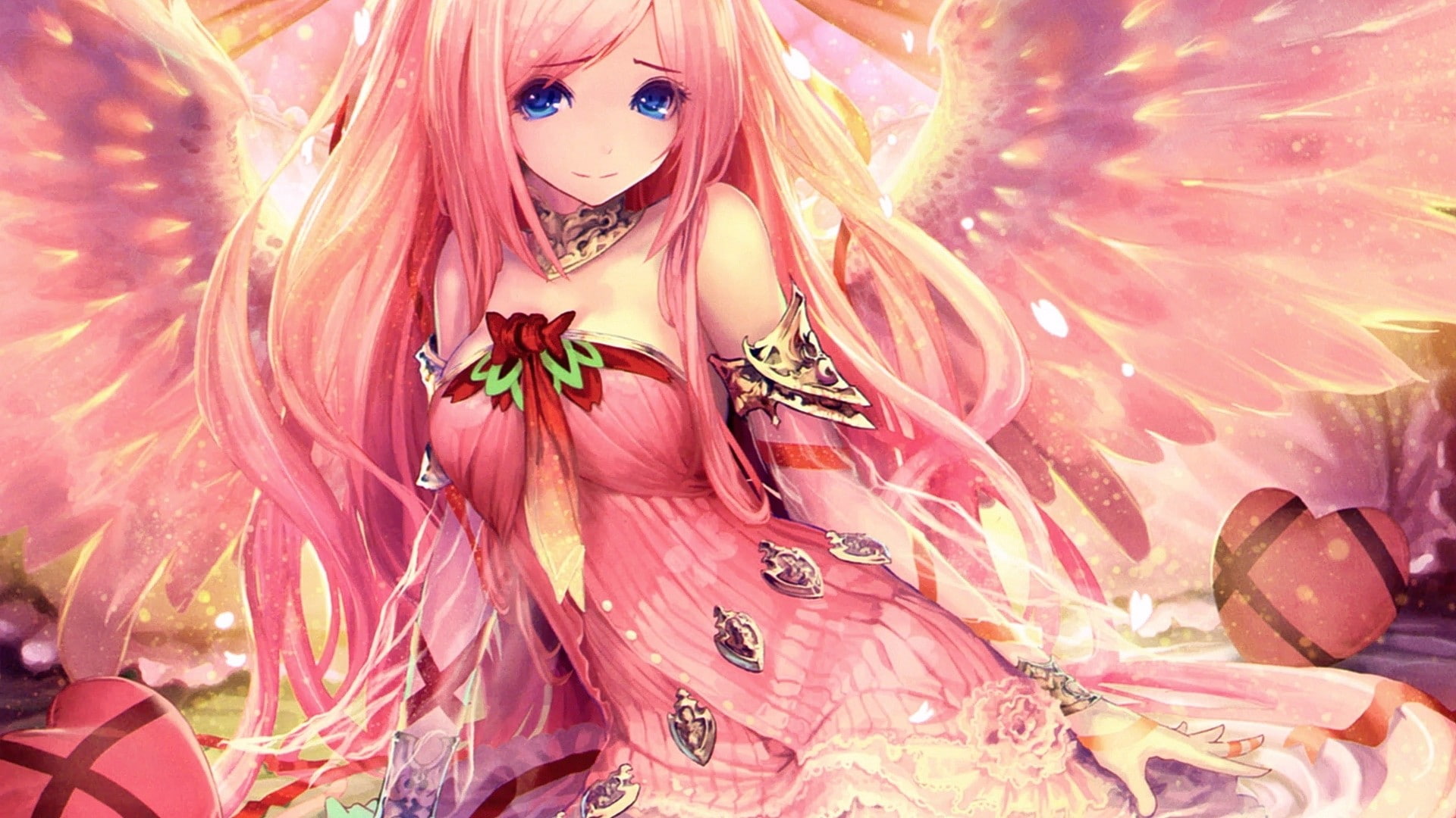 1080P, artwork, floral pattern, creativity, multi colored, wings, pattern, backgrounds, art and craft, indoors, nature, close-up, pink hair, still life, HD Wallpaper