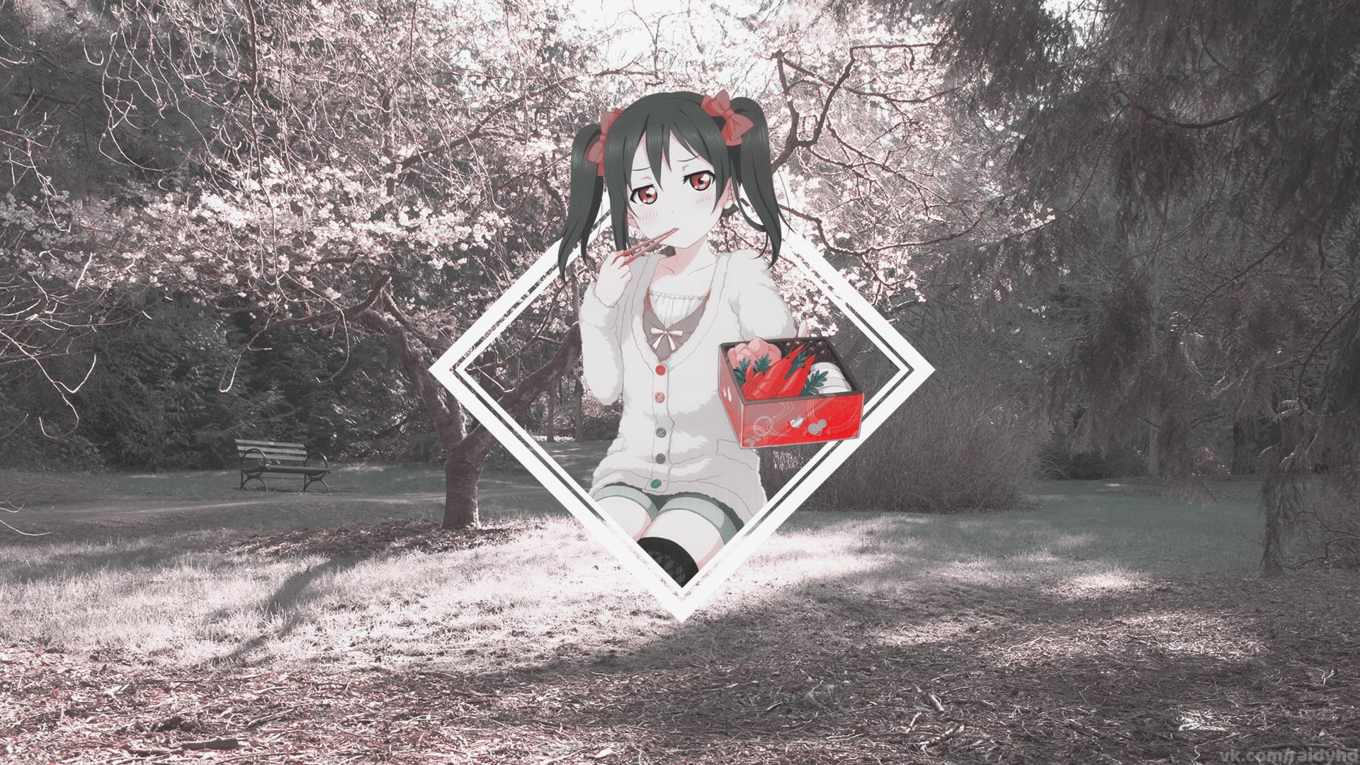 field, nature, plant, childhood, real people, winter, anime girls, child, Love Live!, picture-in-picture, Yazawa Nico, innocence, outdoors, clothing, 1080P, HD Wallpaper