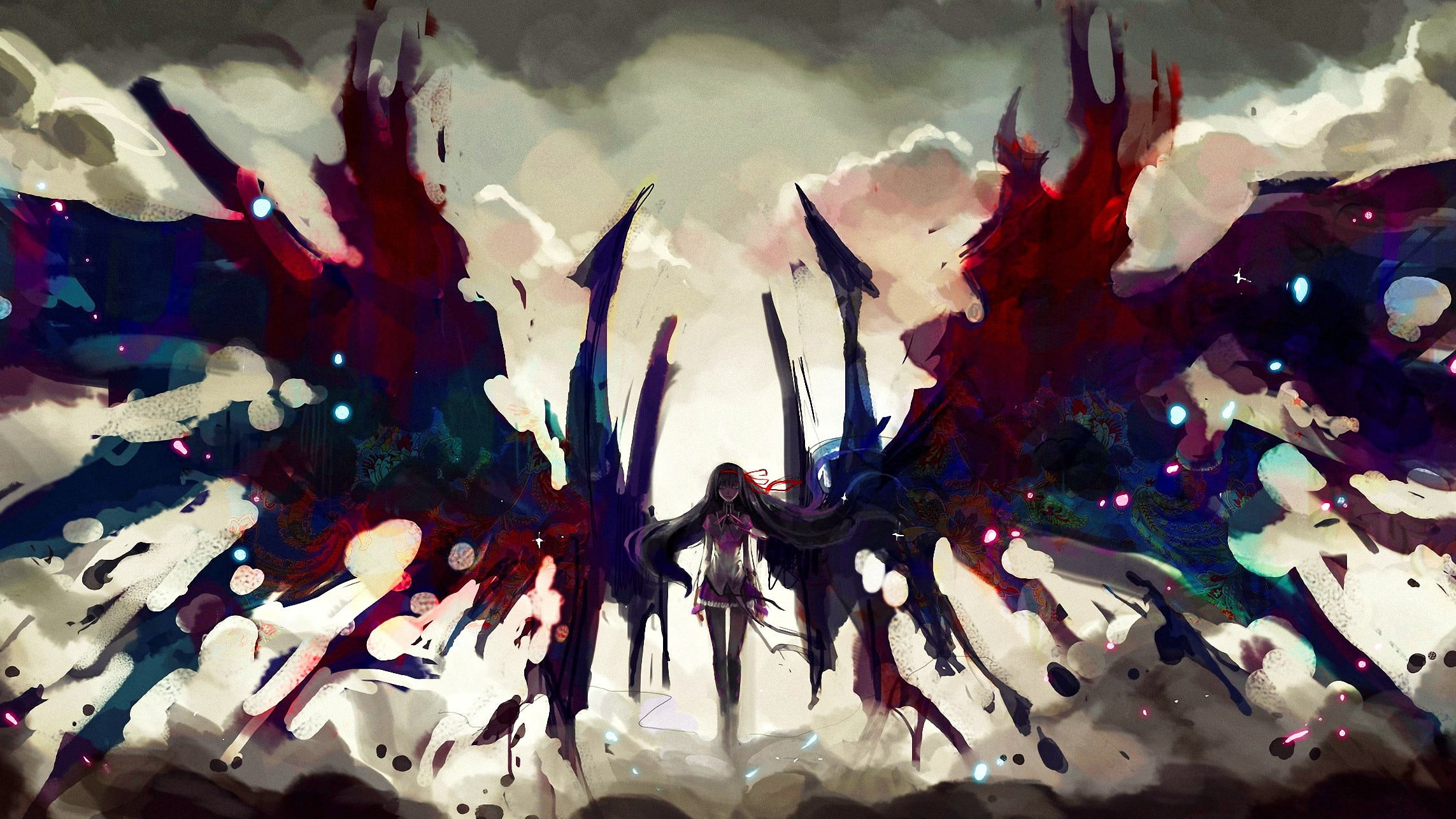 1080P, fantasy art, craft, paint, water, Akemi Homura, pattern, creativity, still life, multi colored, indoors, backgrounds, no people, abstract, anime girls, HD Wallpaper
