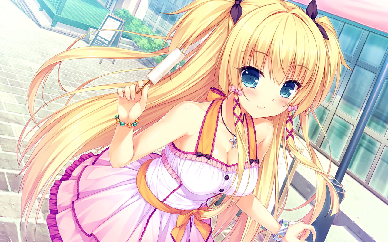 pink color, blue eyes, creativity, 720P, long hair, still life, blonde, pattern, close-up, decoration, art and craft, day, Boku to Koi Suru Ponkotsu Akuma, HD Wallpaper