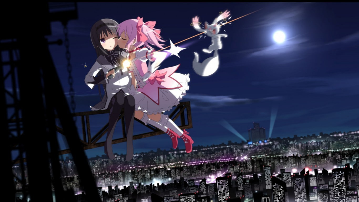Akemi Homura, 720P, Mahou Shoujo Madoka Magica, Kyuubey, anime, Kaname Madoka, anime girls, HD Wallpaper