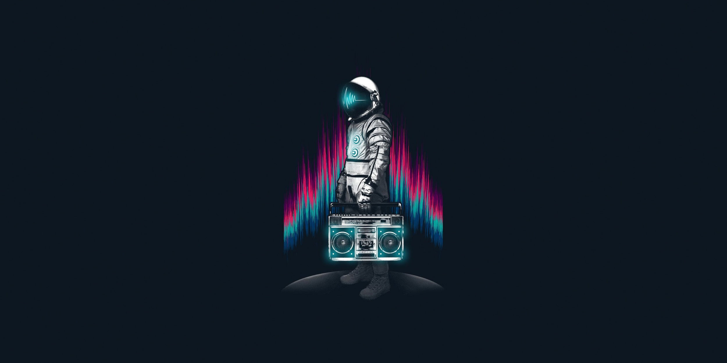 1080P, artwork, astronaut, music, simple background, HD Wallpaper