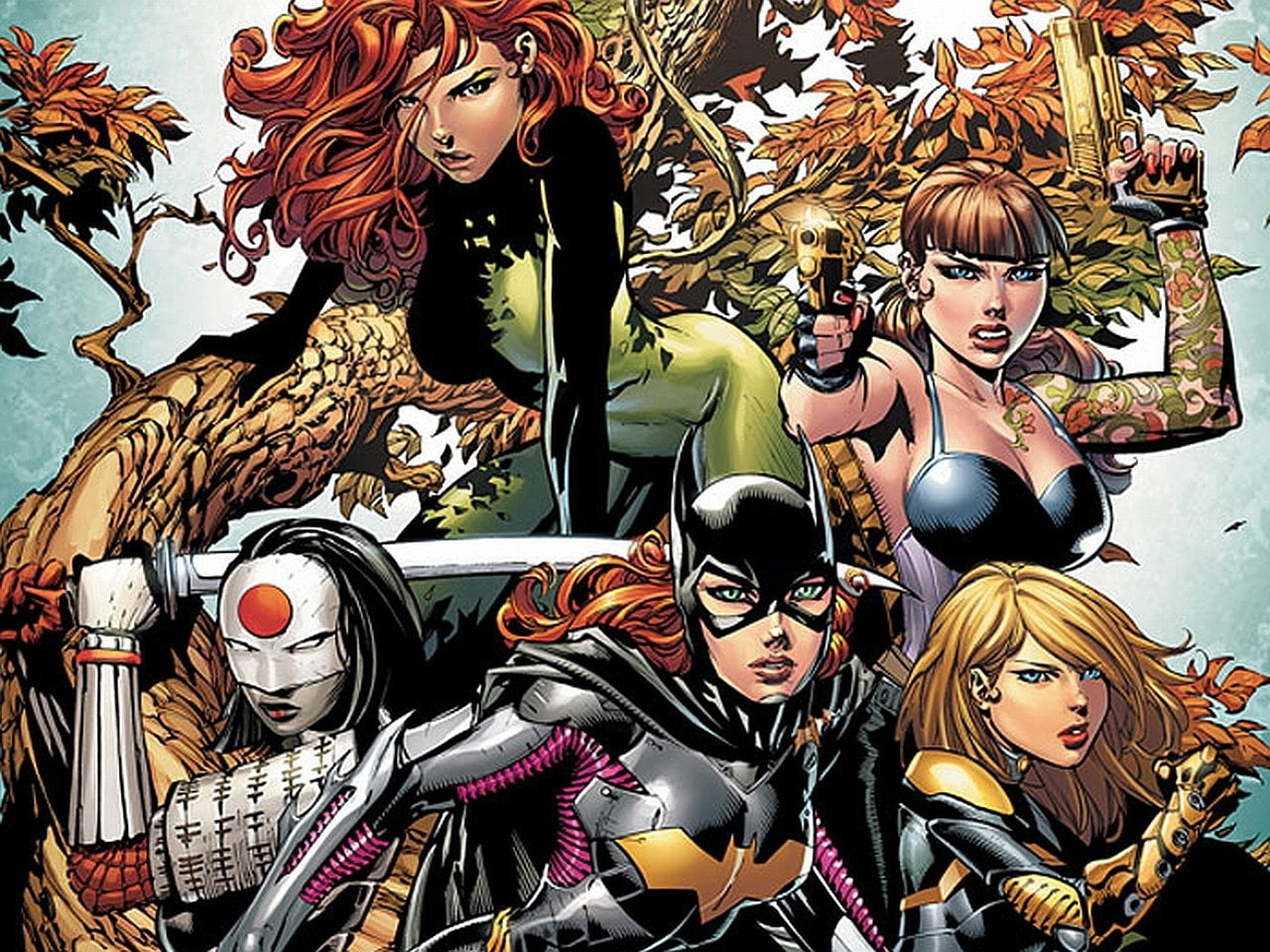 Starling (DC Comics), day, Pistol, Poison Ivy, close-up, Black Hair, outdoors, male likeness, creativity, Birds Of Prey, no people, variation, Sword, Glove, HD Wallpaper